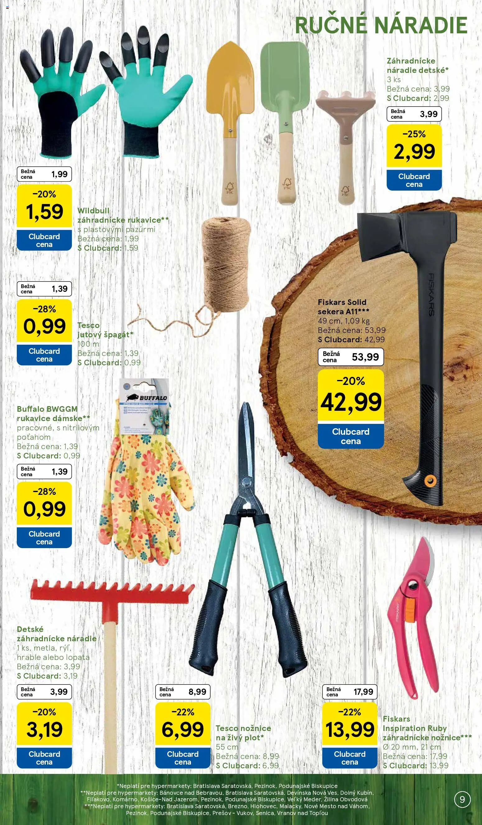 Nové Tesco akcie – leták je platný od 03.03.2026 | Strana: 9 | Produkty: Nožnice na živý plot, Náradie