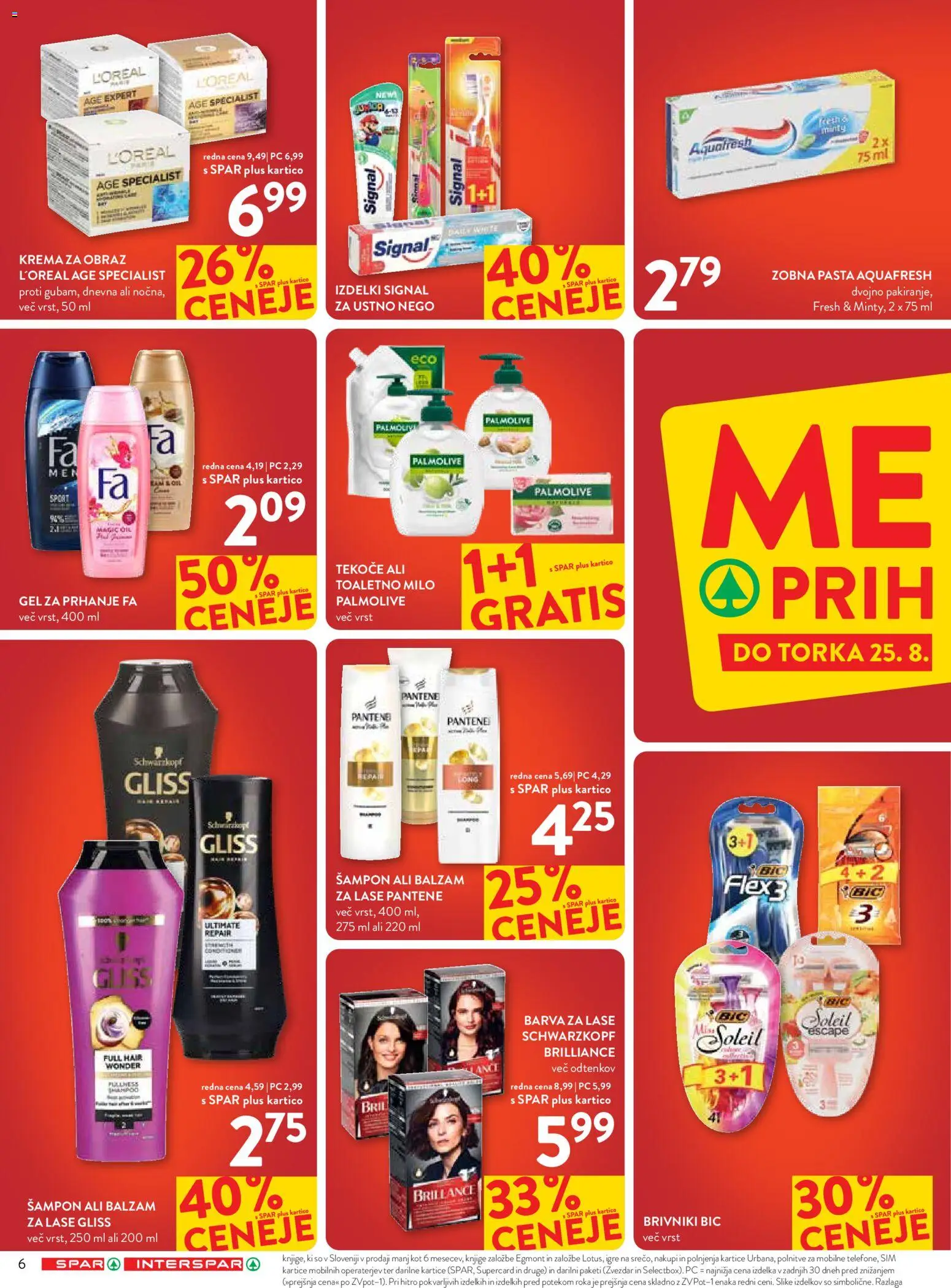 Novi Spar katalog ponudbe – veljaven od 12.08.2026 | Stran: 6 | Izdelki: Sampon, Milo, Zobna pasta, Krema za obraz