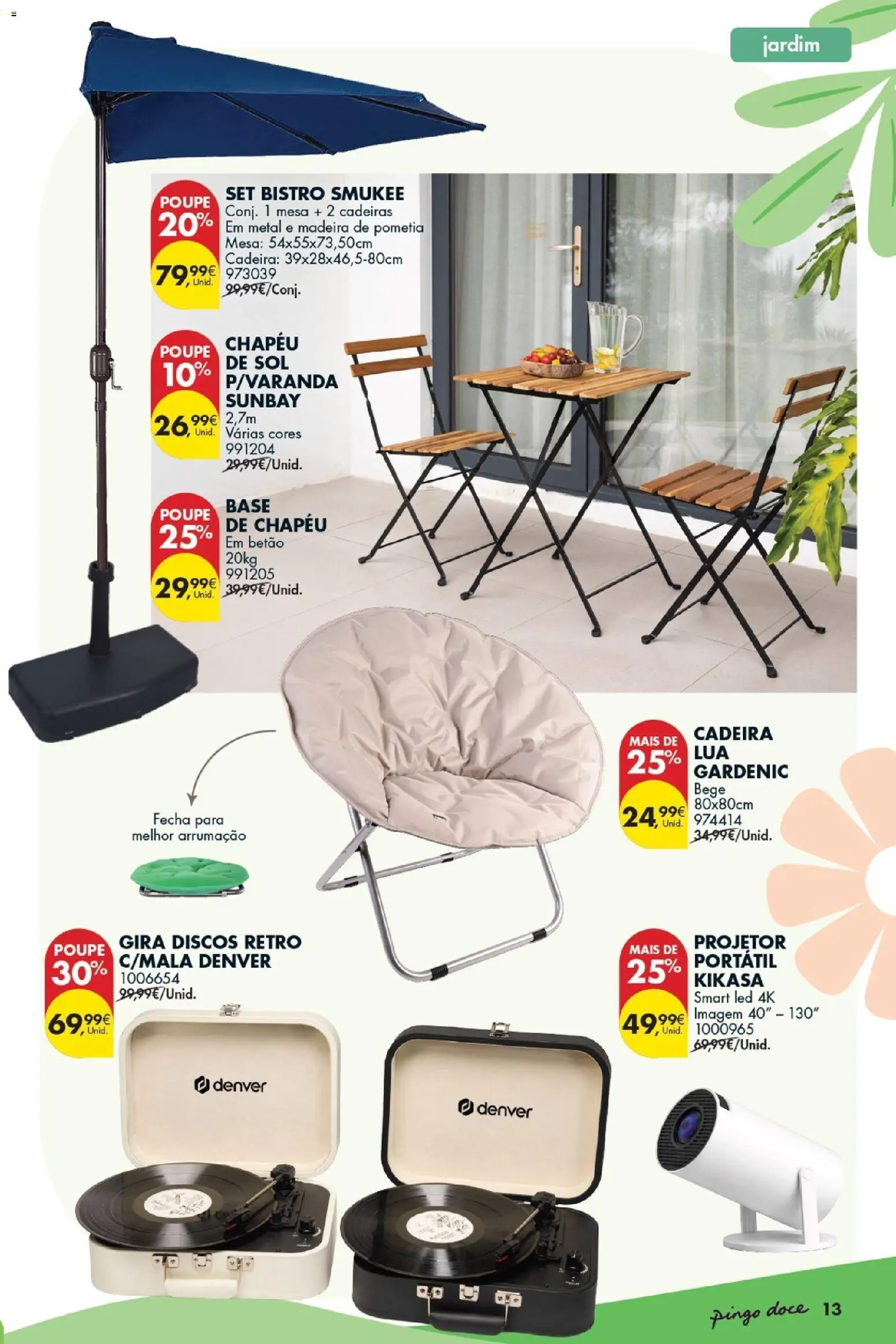 Pingo Doce Bazar Verão │ válido de 09.06.2026 | Página: 13 | Produtos: Chapéu, Cadeiras, Mesa, Cadeira