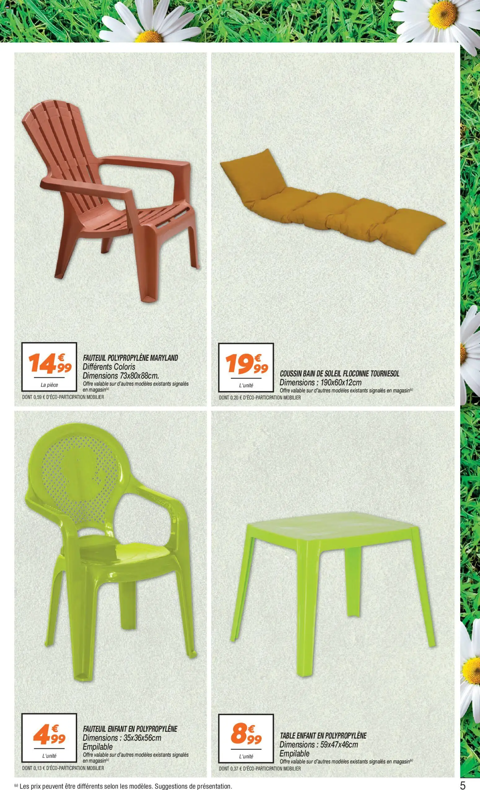 {H1} | Page: 5 | Produits: Bain de soleil, Coussin bain de soleil, Fauteuil, Table