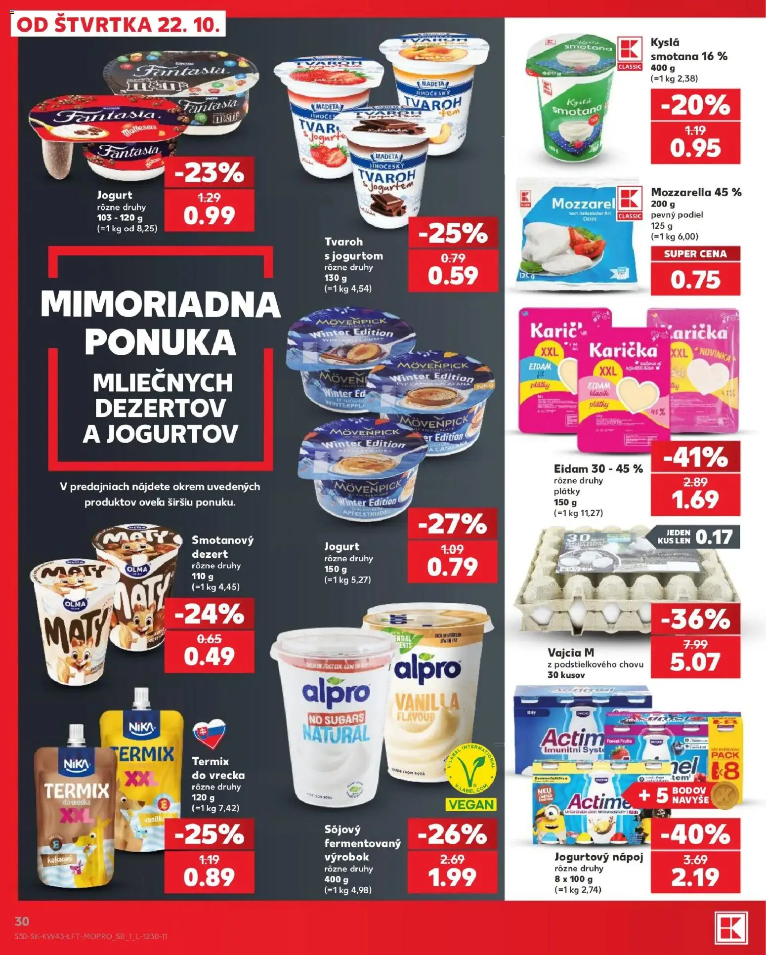 Kaufland SK akciós ujság - amely érvényes a következő dátumtól: 2026.10.22. | Oldal: 30 | Termékek: Alpro, Mövenpick, Maltesers, Vegán