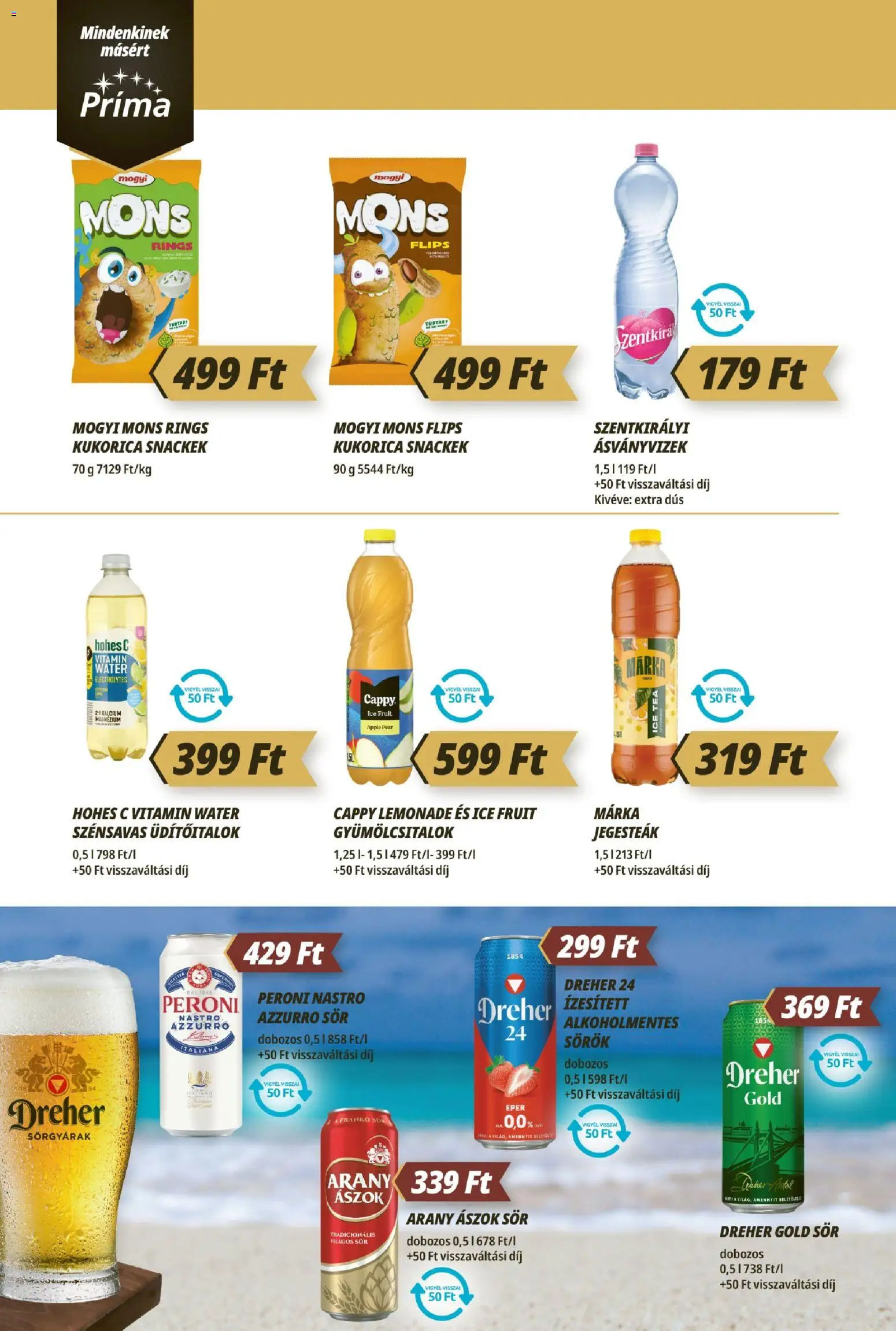 CBA Príma akciós ujság - amely érvényes a következő dátumtól: 11.06.2026 | Oldal: 8 | Termékek: Arany ászok, Tea, Eper, Paprika babura