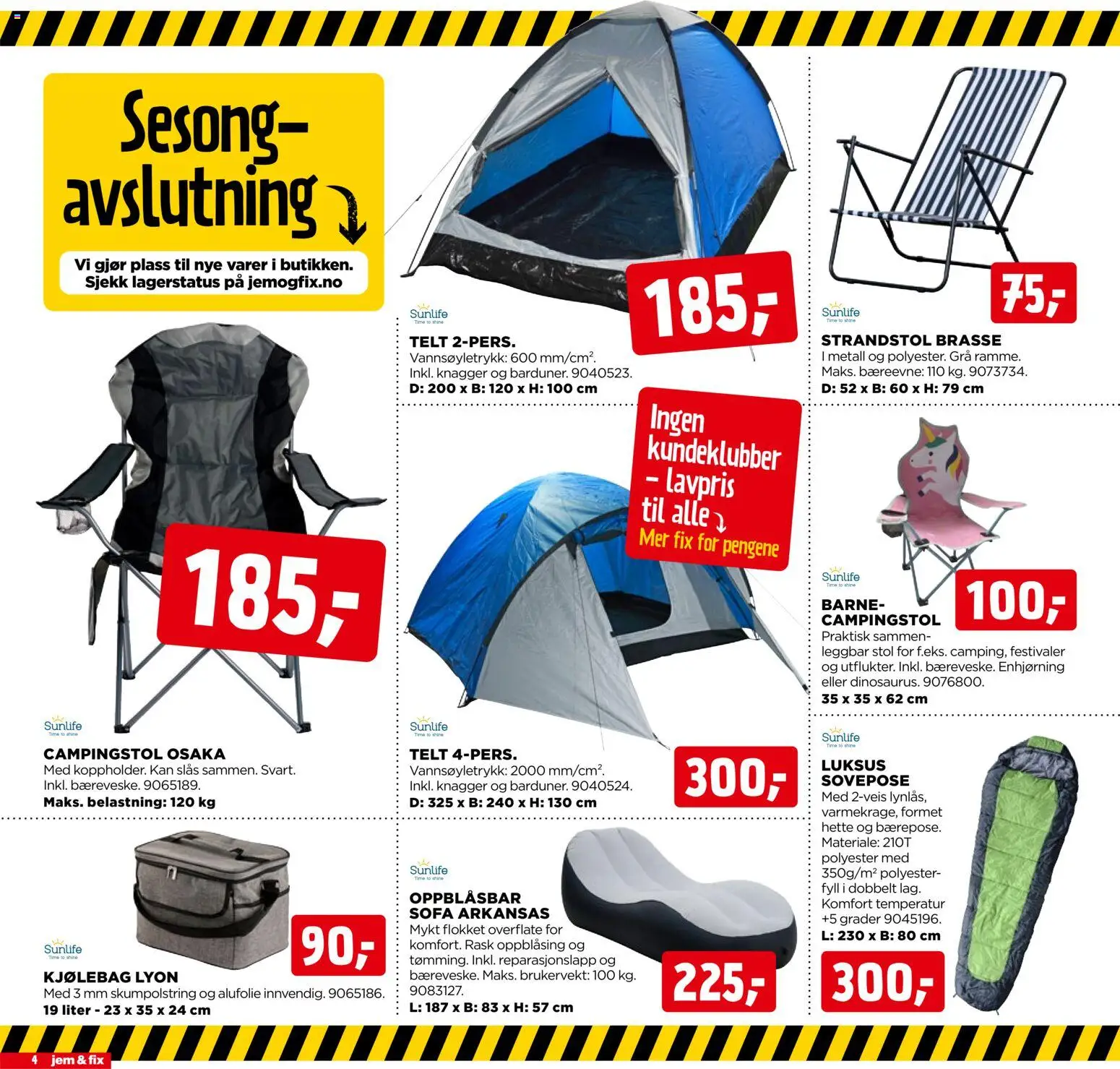 {H1} | Side: 4 | Produkter: Sofa, Strandstol, Sovepose, Telt