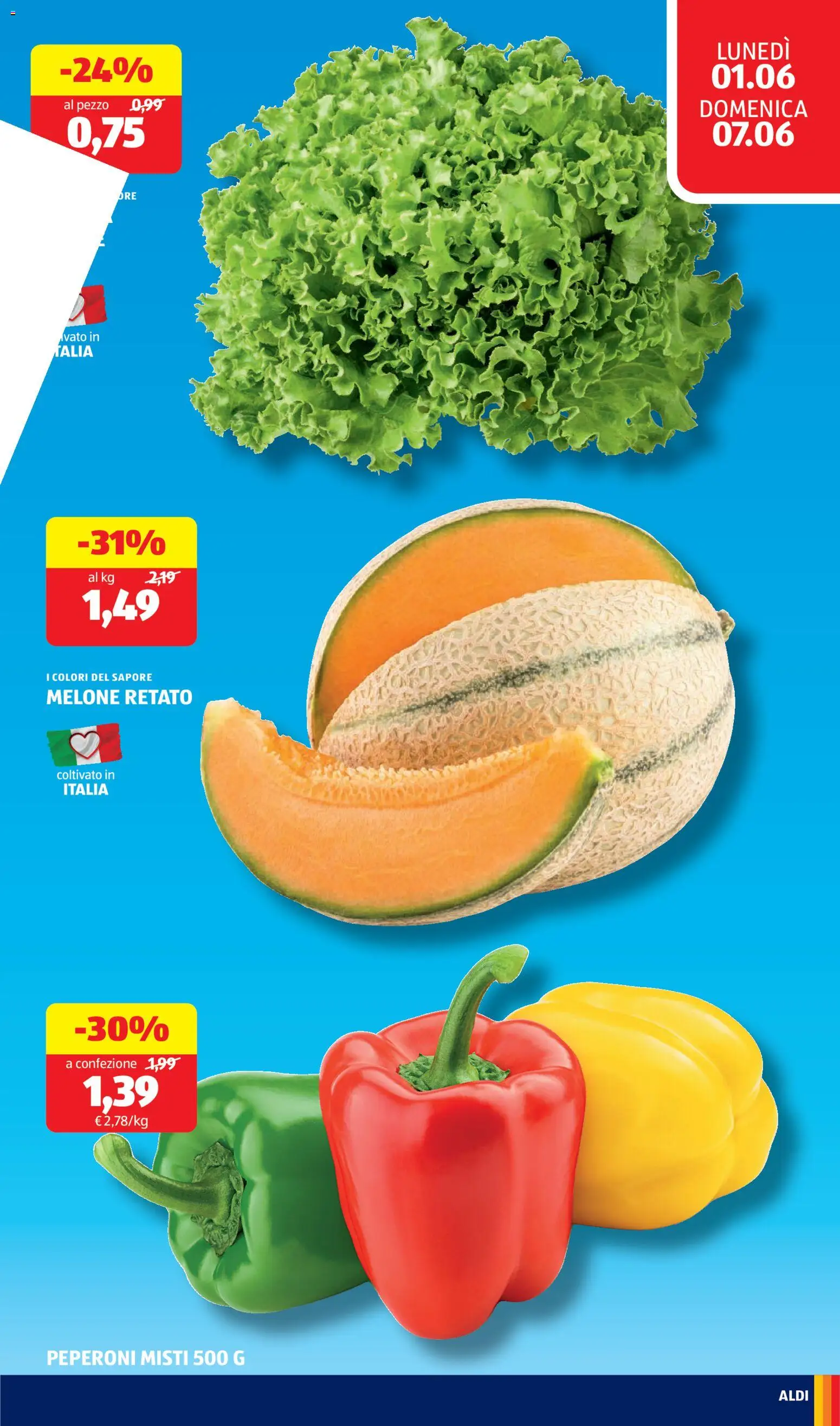 Volantino Aldi del 01.06.2026 | Pagina: 9 | Prodotti: Peperoni, Melone