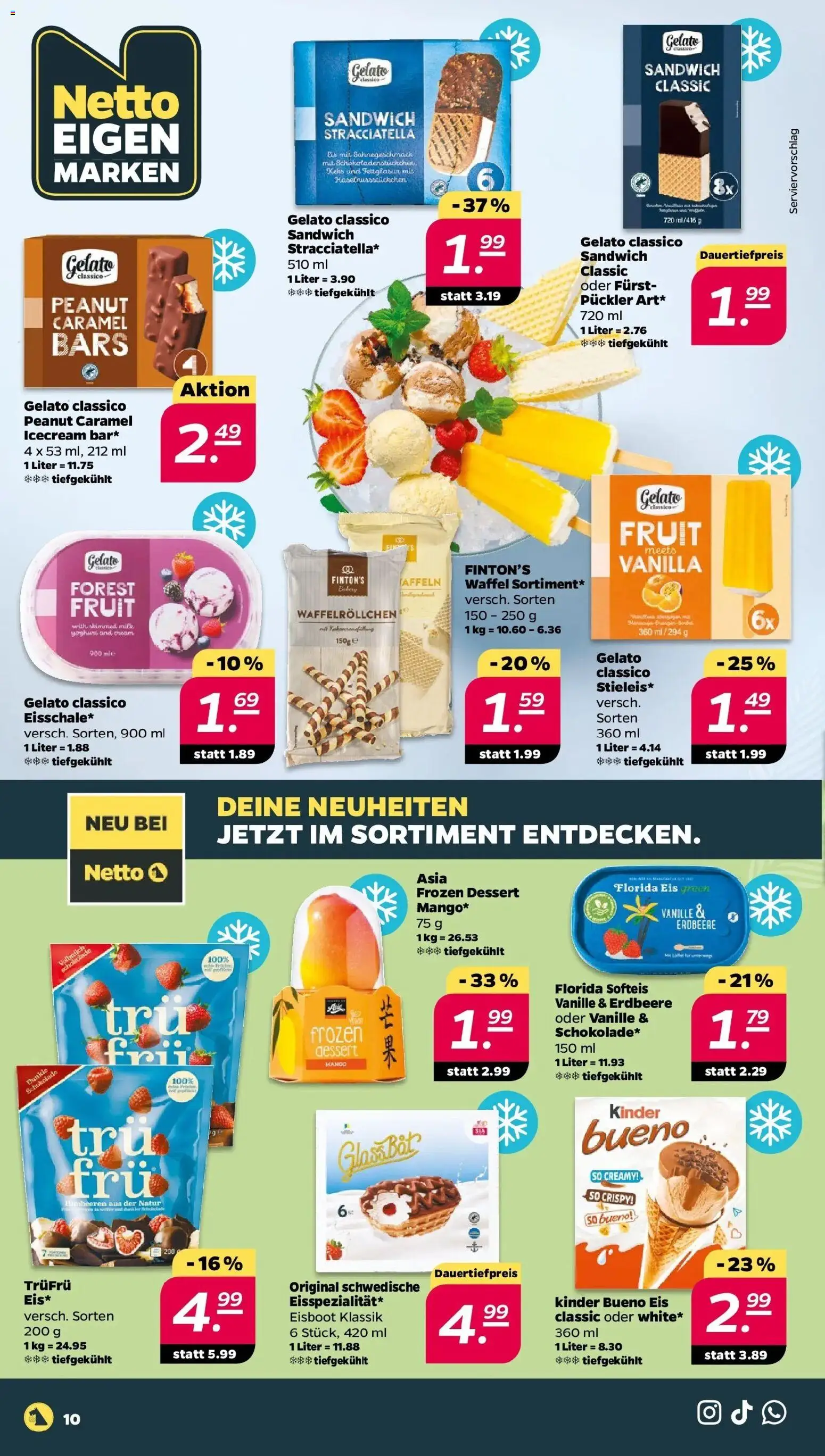Netto Wochenangebote – gültig ab 18.05.2026 | Seite: 10 | Produkte: Schokolade, Kinder bueno, Mango, Eis