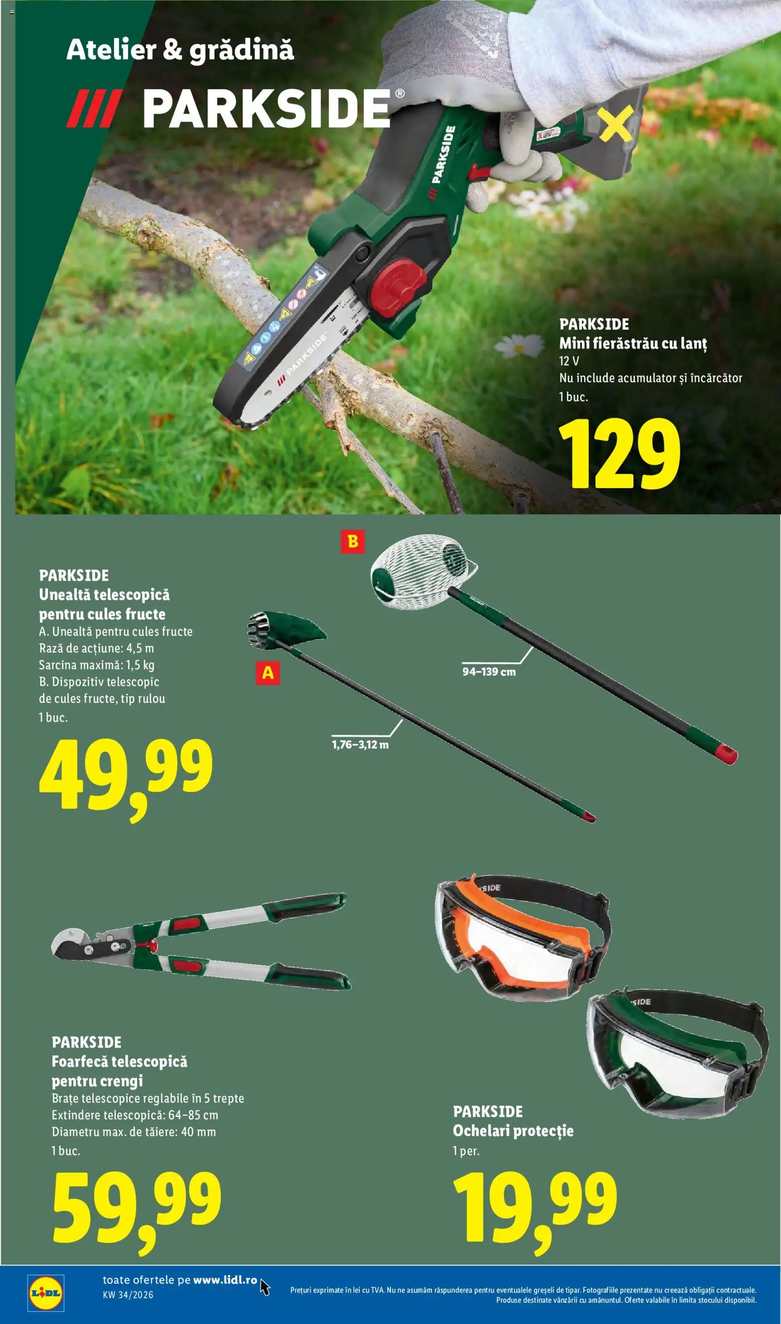 Noul catalog Lidl – valabil de la 17.08.2026 | Pagină: 50 | Produse: Ochelari, Încărcător, Gradina, Fructe