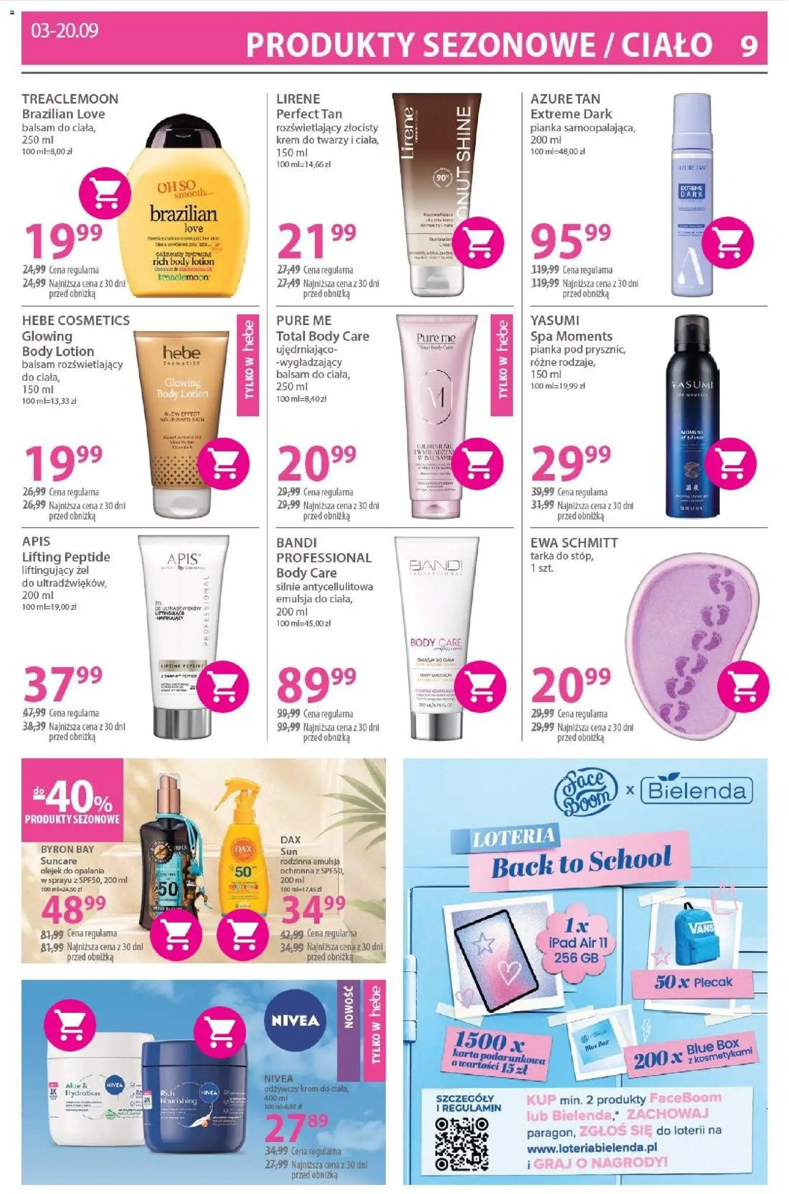 Hebe gazetka od 03.09.2026 | Strona: 9 | Produkty: Tarka, Bielenda, Lotion, Krem do twarzy