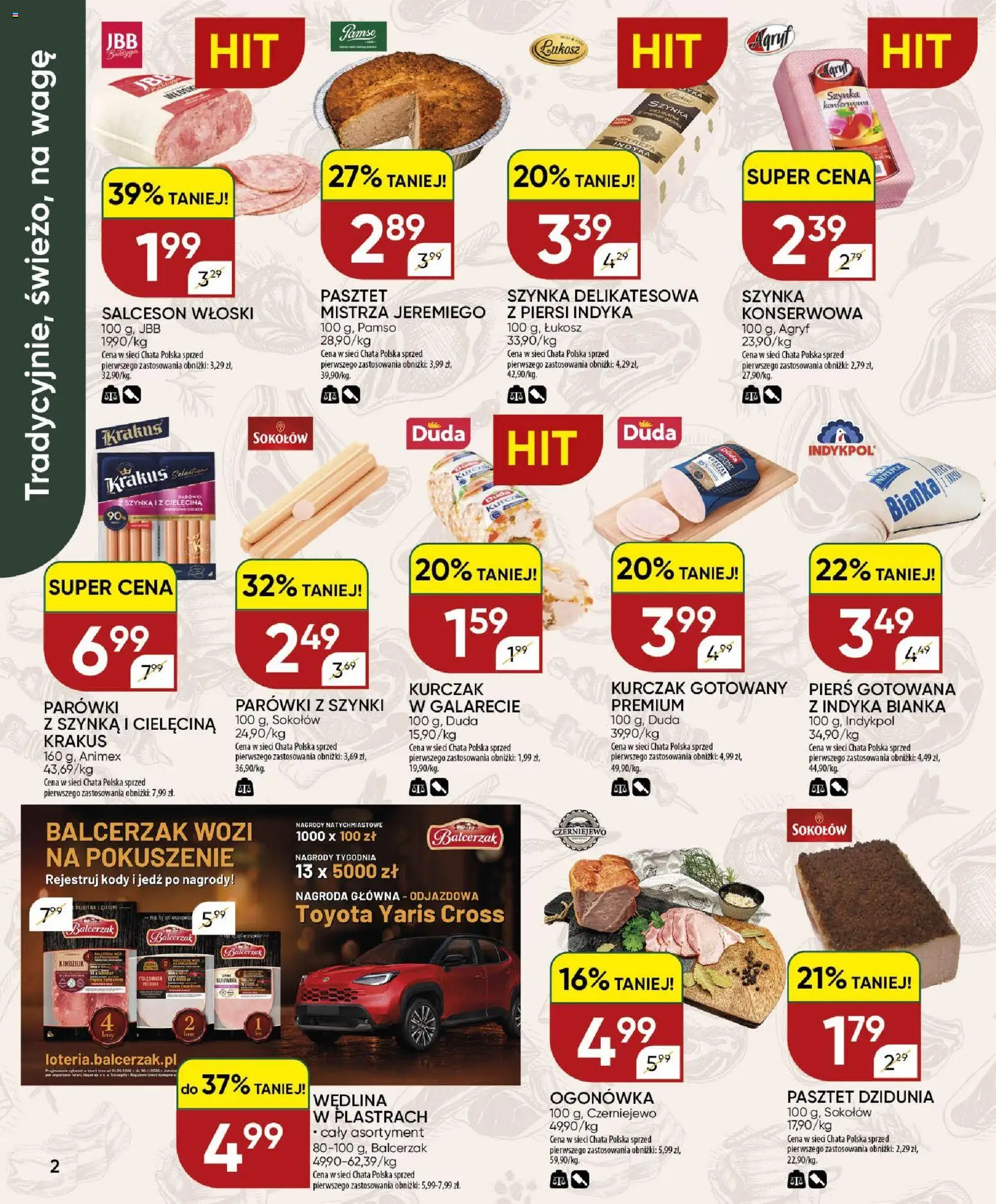 Chata Polska gazetka od 10.09.2026 | Strona: 2 | Produkty: Parówki z szynki, Pasztet, Parówki, Cielęcina