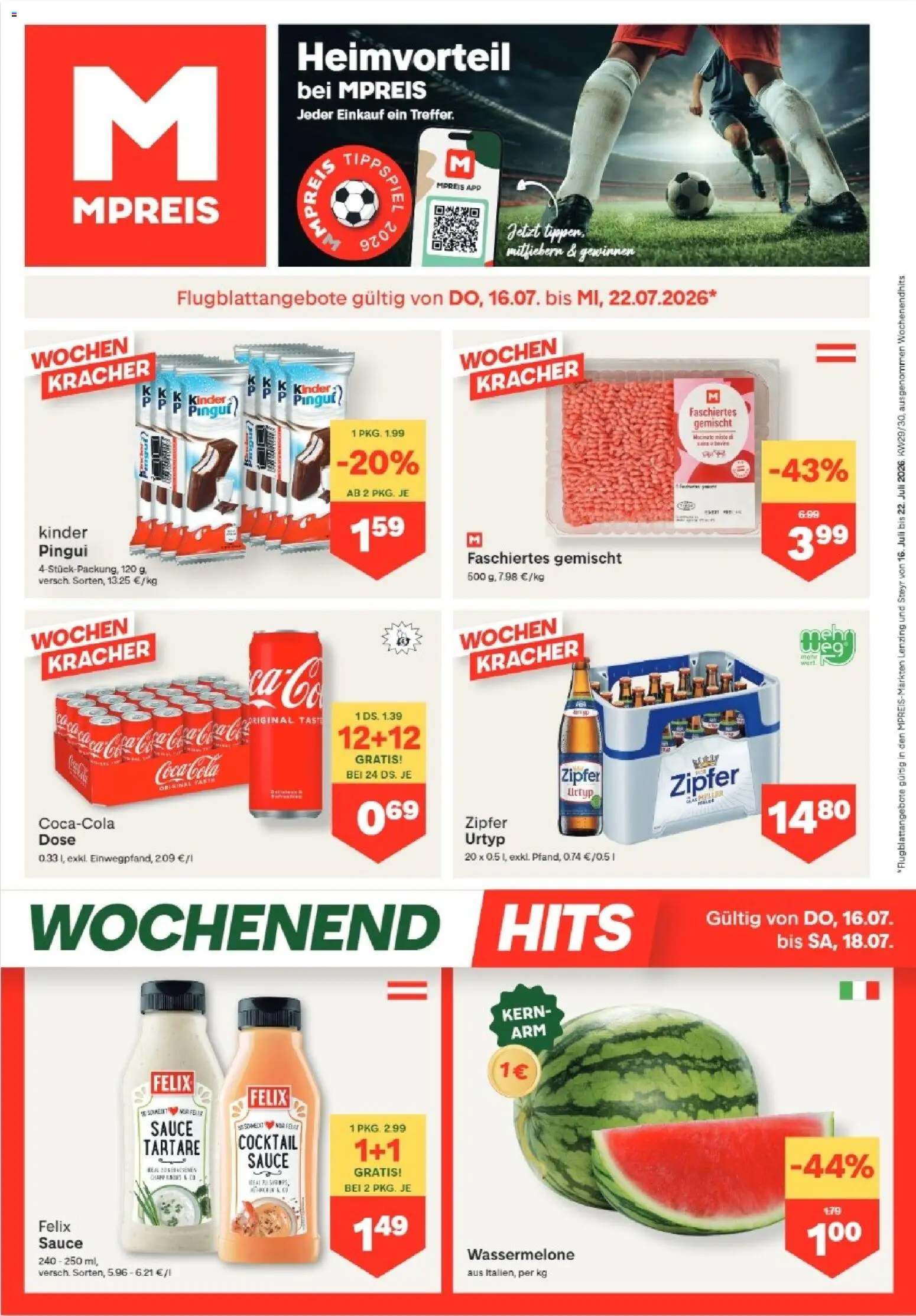 MPREIS Lenzing gültig ab 16.07.2026 | Seite: 1 | Produkte: Wassermelone