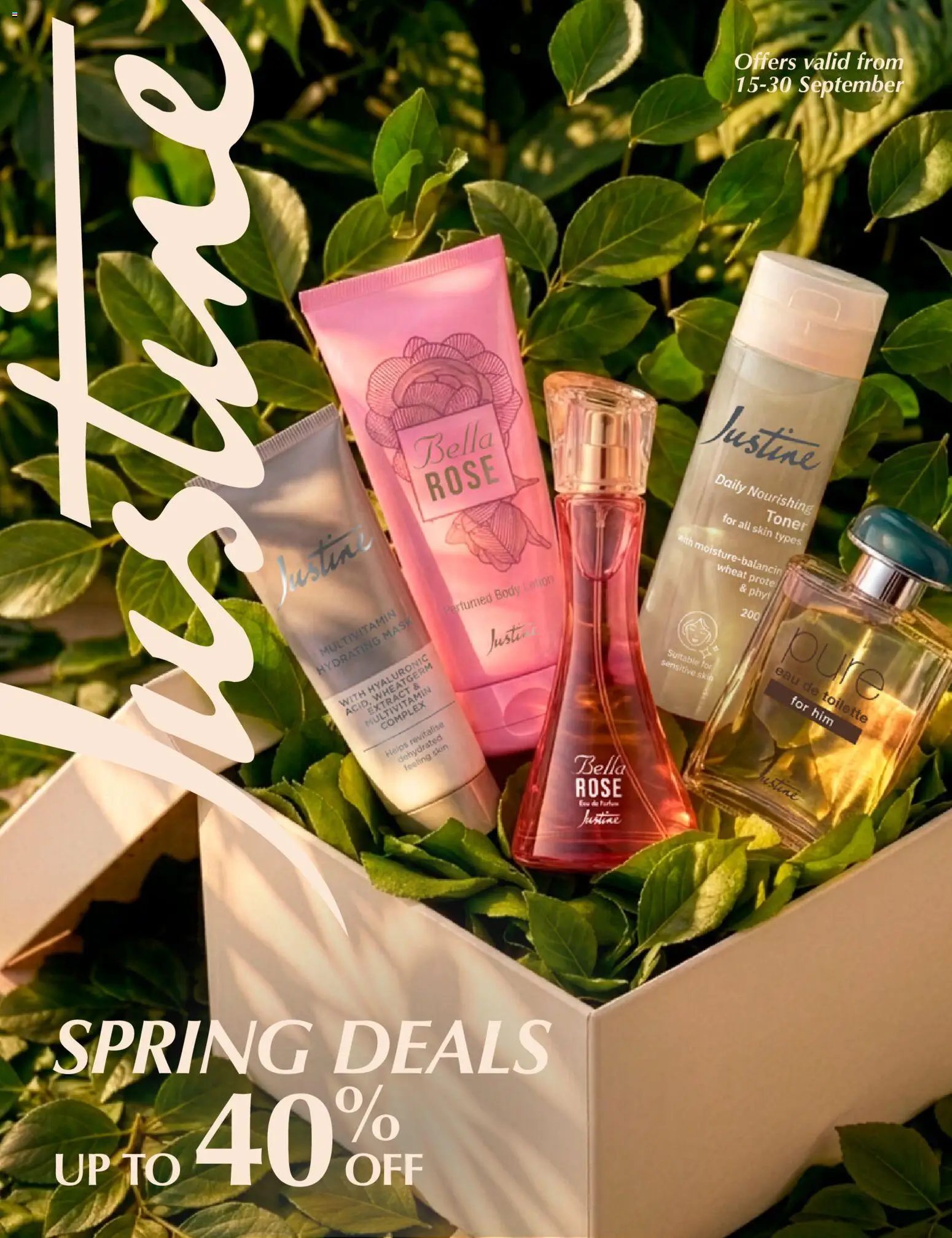 New Justine catalogue – valid from 15/09/2026 | Page: 1 | Products: Eau de toilette, Mask, Lotion