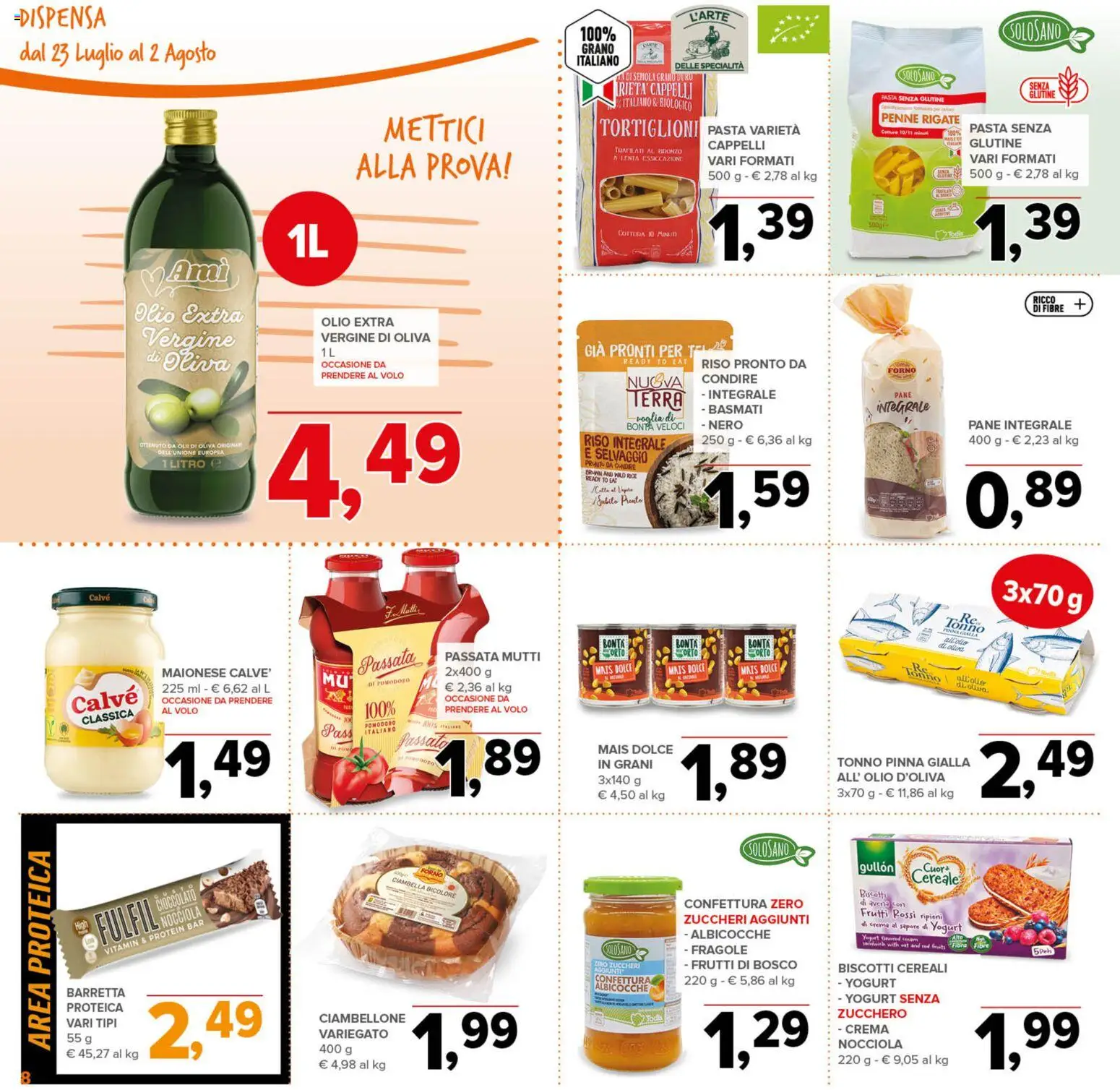 Volantino Todis del 23/07/2026 | Pagina: 8 | Prodotti: Biscotti, Maionese, Olio, Albicocche