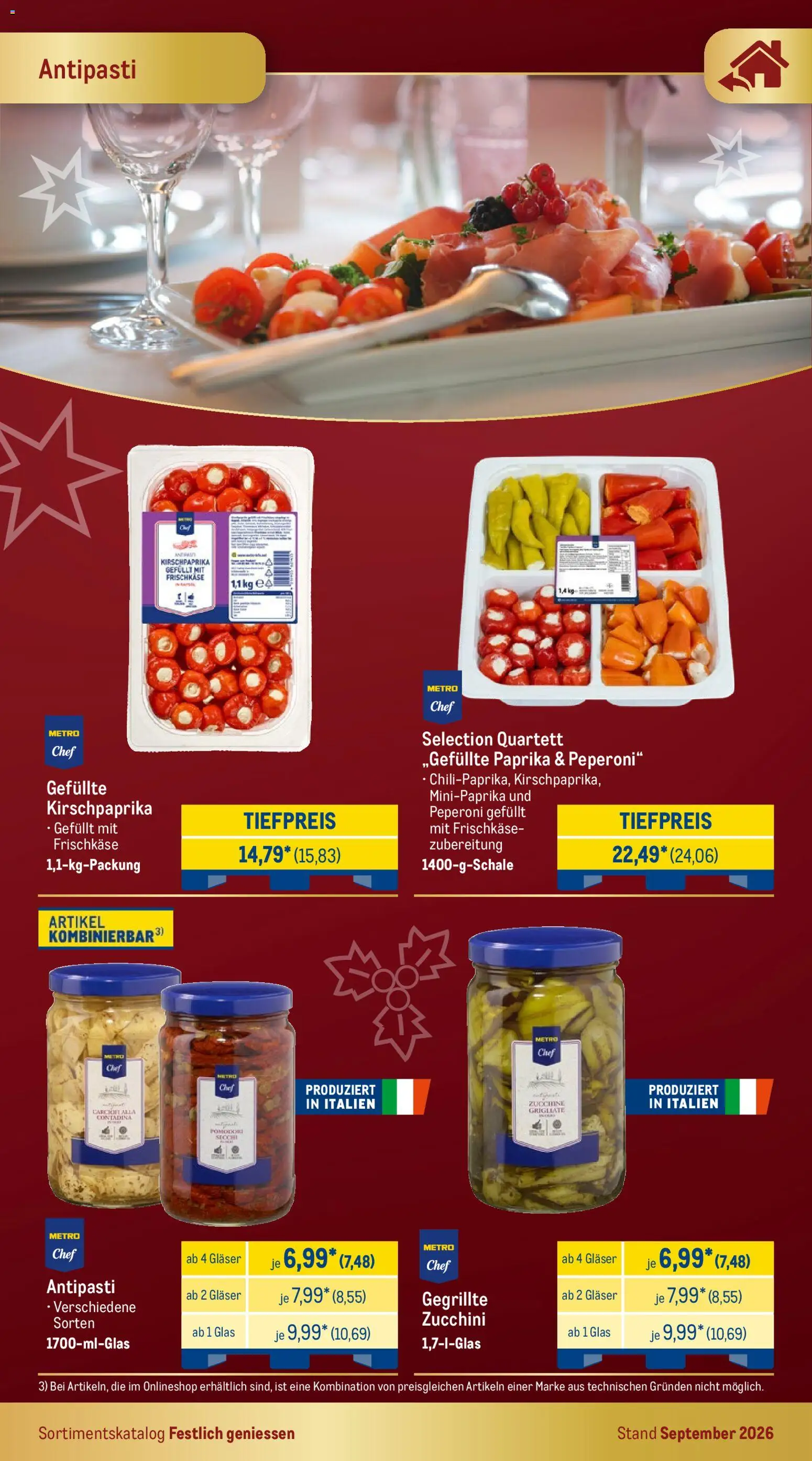 Metro Festlich Geniessen – gültig ab 01.09.2026 | Seite: 25 | Produkte: Paprika, Zucchini, Frischkase