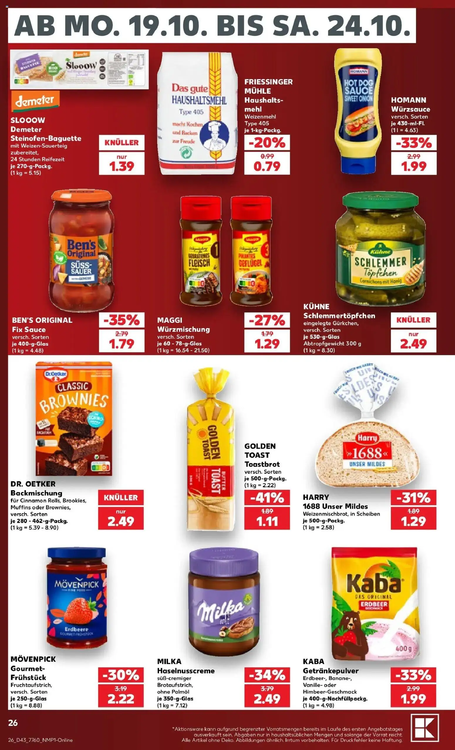 Prospekt Kaufland ab 19.10.2026 » Angebote Online zum Blättern | Seite: 30 | Produkte: Mühle, Butter, Toastbrot, Weizenmehl
