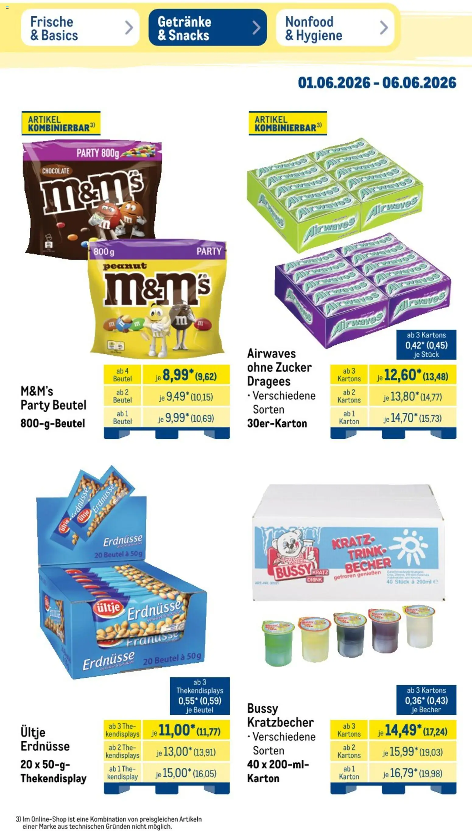 Metro NonFood-Angebote – gültig ab 01.06.2026 | Seite: 17 | Produkte: Ultje erdnusse, Erdnüsse, M&M's, Zucker