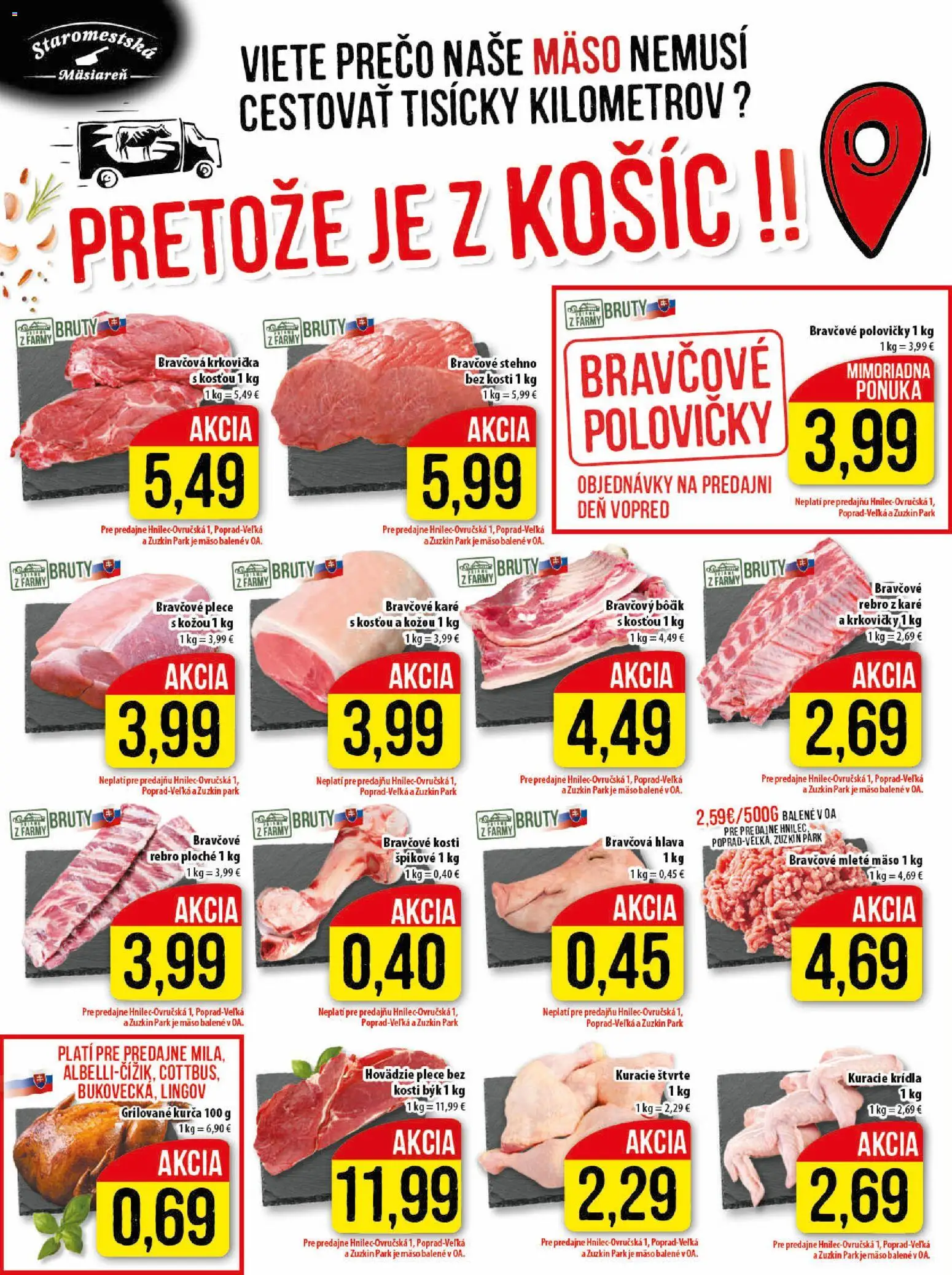 Nové Klas akcie – leták je platný od 23.03.2026 | Strana: 4 | Produkty: Bravčové stehno, Bravčový bôčik, Mleté mäso, Kurča
