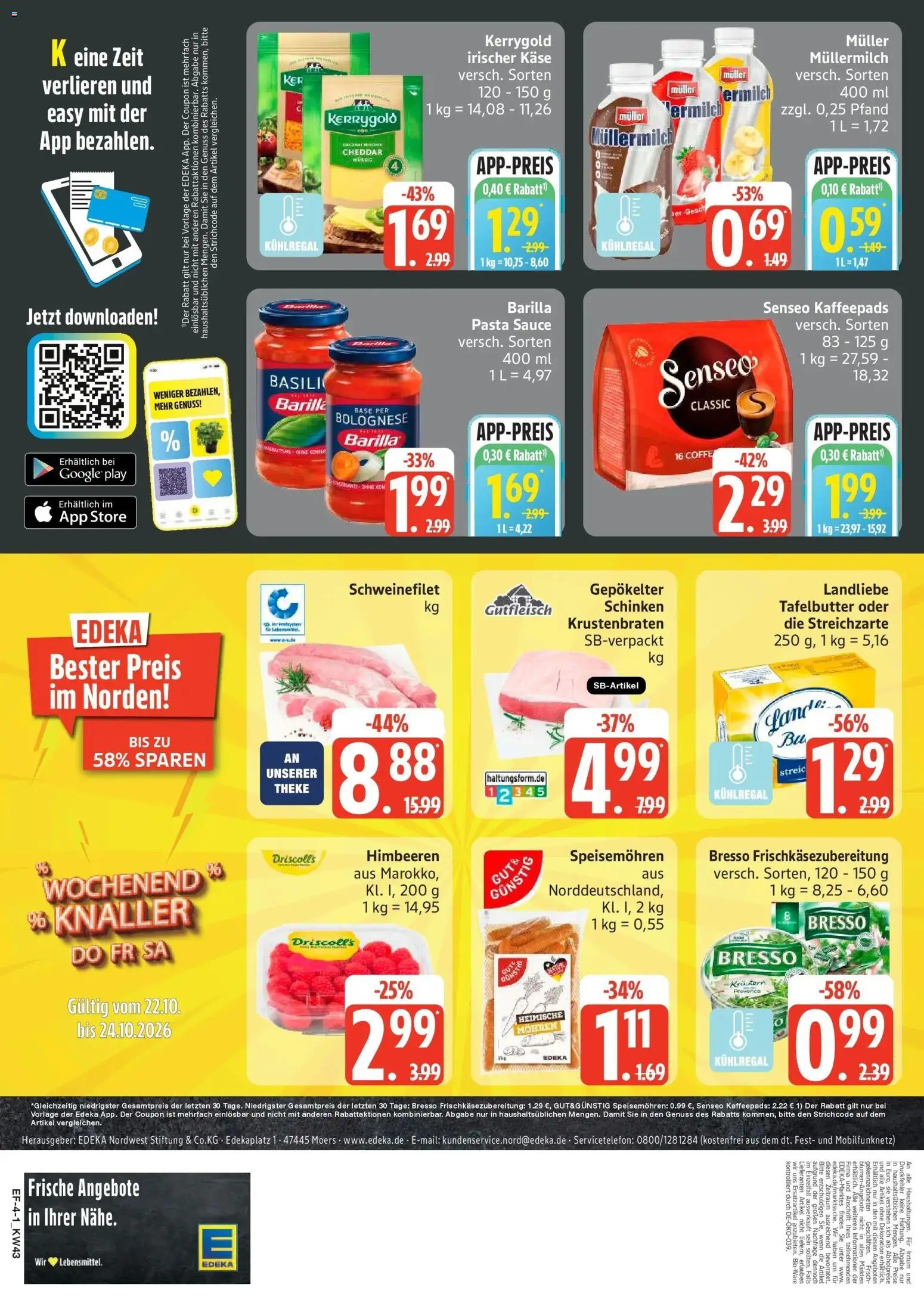 Edeka Prospekt Ascheberg (ab 19.10.2026) » Angebote Online | Seite: 4 | Produkte: Bresso, Mohren, Senseo kaffeepads, Schinken