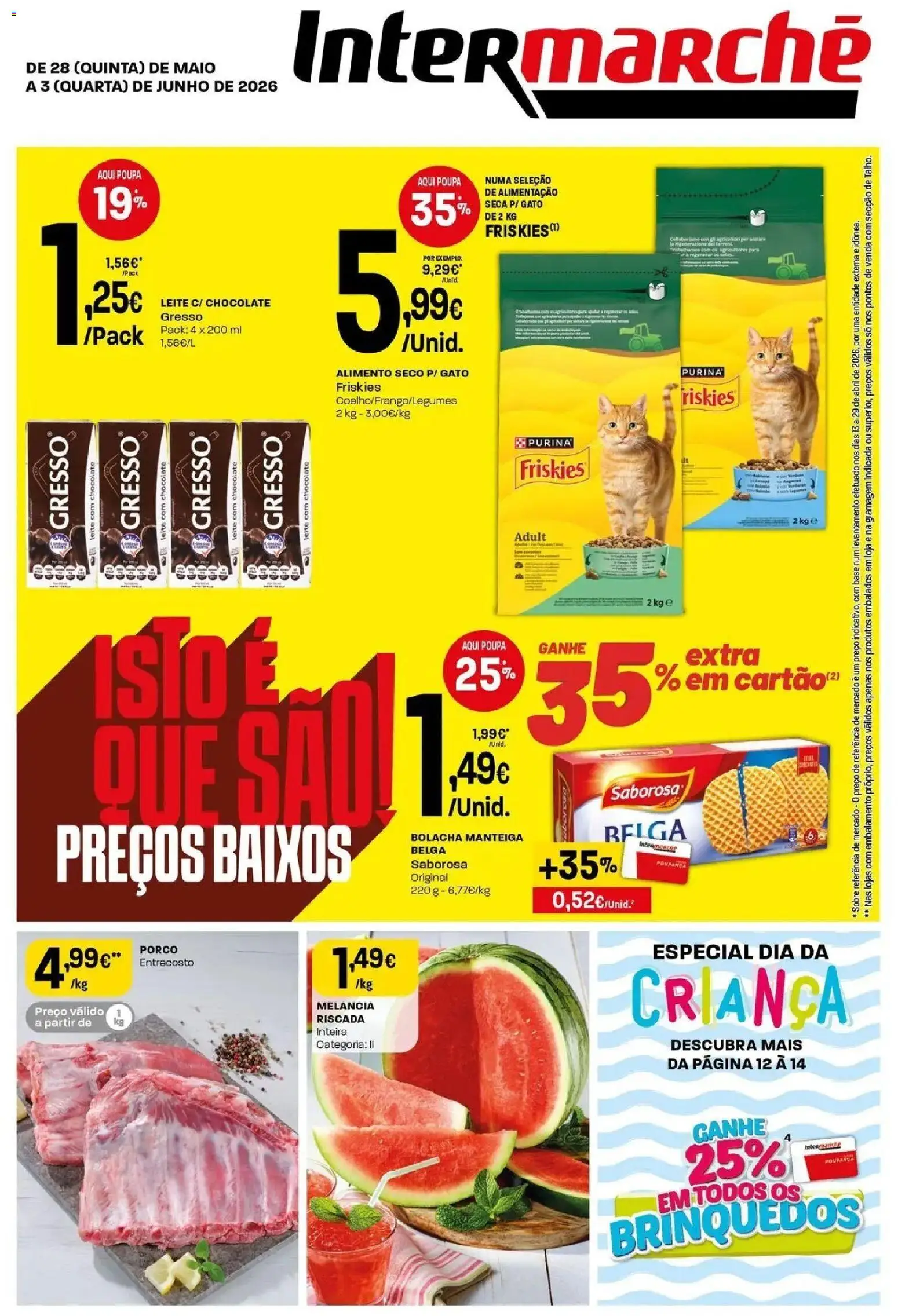 Intermarché - Isto é que são preços BAIXOS │ válido de 28.05.2026 | Página: 1 | Produtos: Base, Leite, Chocolate, Melancia