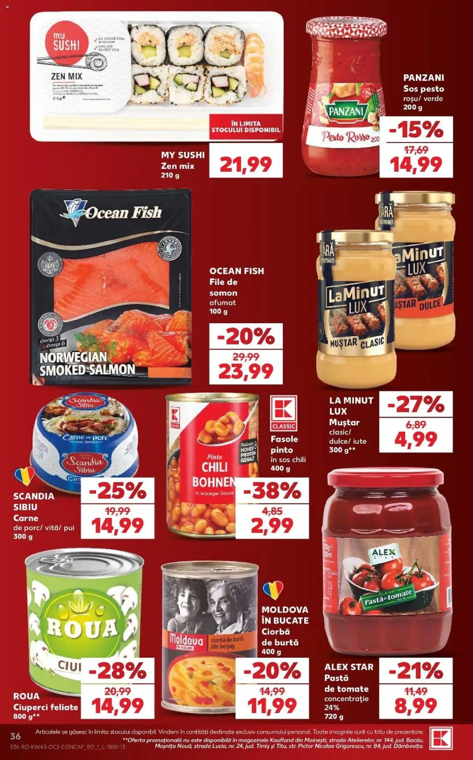 Kaufland Bârlad 21.10.2026 - Revista si Oferta | Pagină: 36 | Produse: Ciorba, Panzani, Ciuperci, Somon