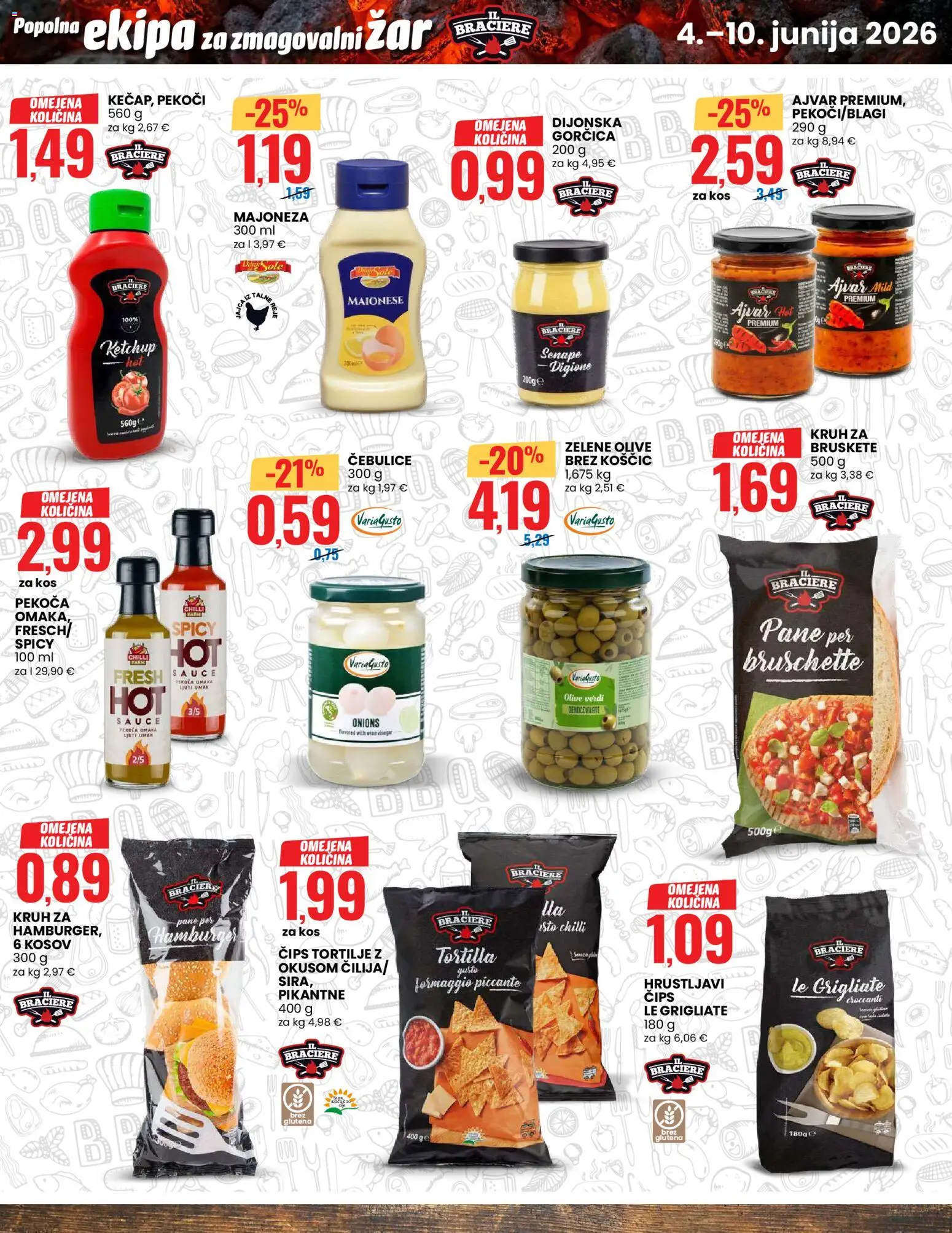 Novi Eurospin katalog ponudbe – veljaven od 04.06.2026 | Stran: 5 | Izdelki: Gorčica, Tortilje, Olive, Kruh