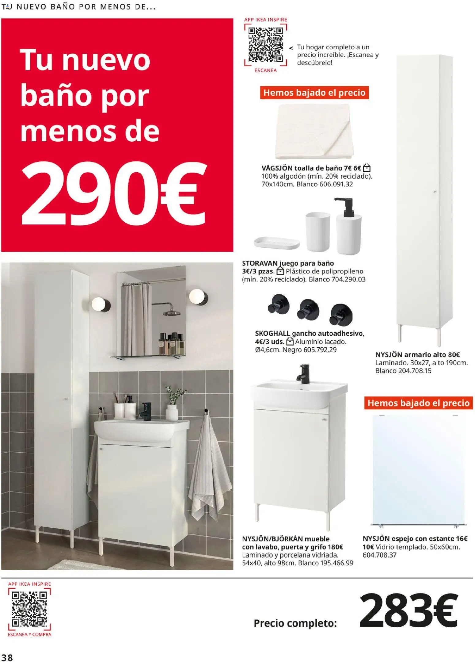 IKEA - Precios bajos │ válido desde el 01/09/2026 | Página: 38 | Productos: Toalla de baño, Algodón, Armario, Espejo