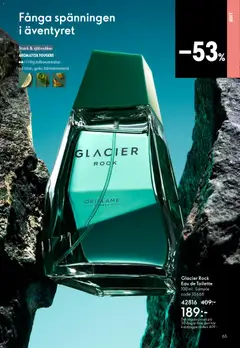 Glacier Rock Eau de Toilette, 100 ml. Sample code 35668. Stark & självsäker AROMATISK FOUGERE Hög doftkoncentration gul citron, gurka, bärnstensmineral - Förhandsvisning av reklamblad från butik Oriflame aktuell från 13.05.2026 | Sida: 65 | Produkter: Doft, Eau de toilette, Rock