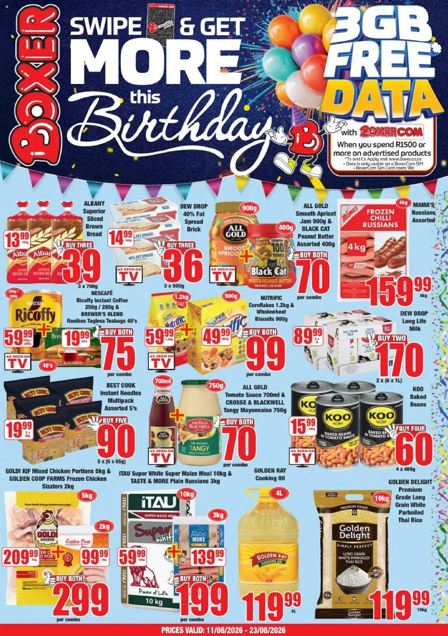 New Boxer catalogue – valid from 11/08/2026 | Page: 1 | Products: Data, Beans, Jam, Frozen chicken