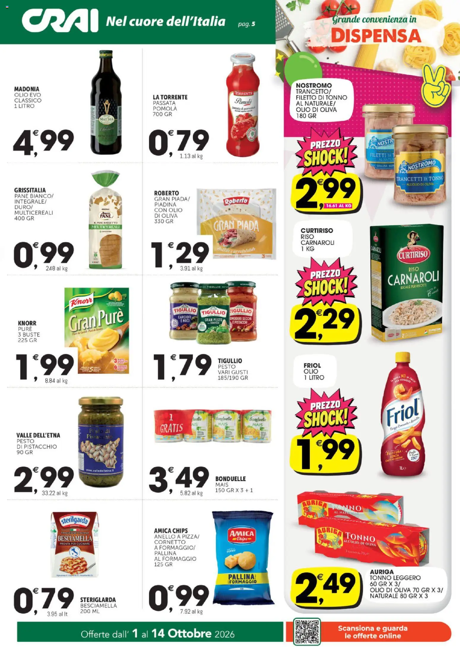 Volantino CRAI del 01/10/2026 | Pagina: 5 | Prodotti: Pane, Formaggio, Piadina, Pistacchi