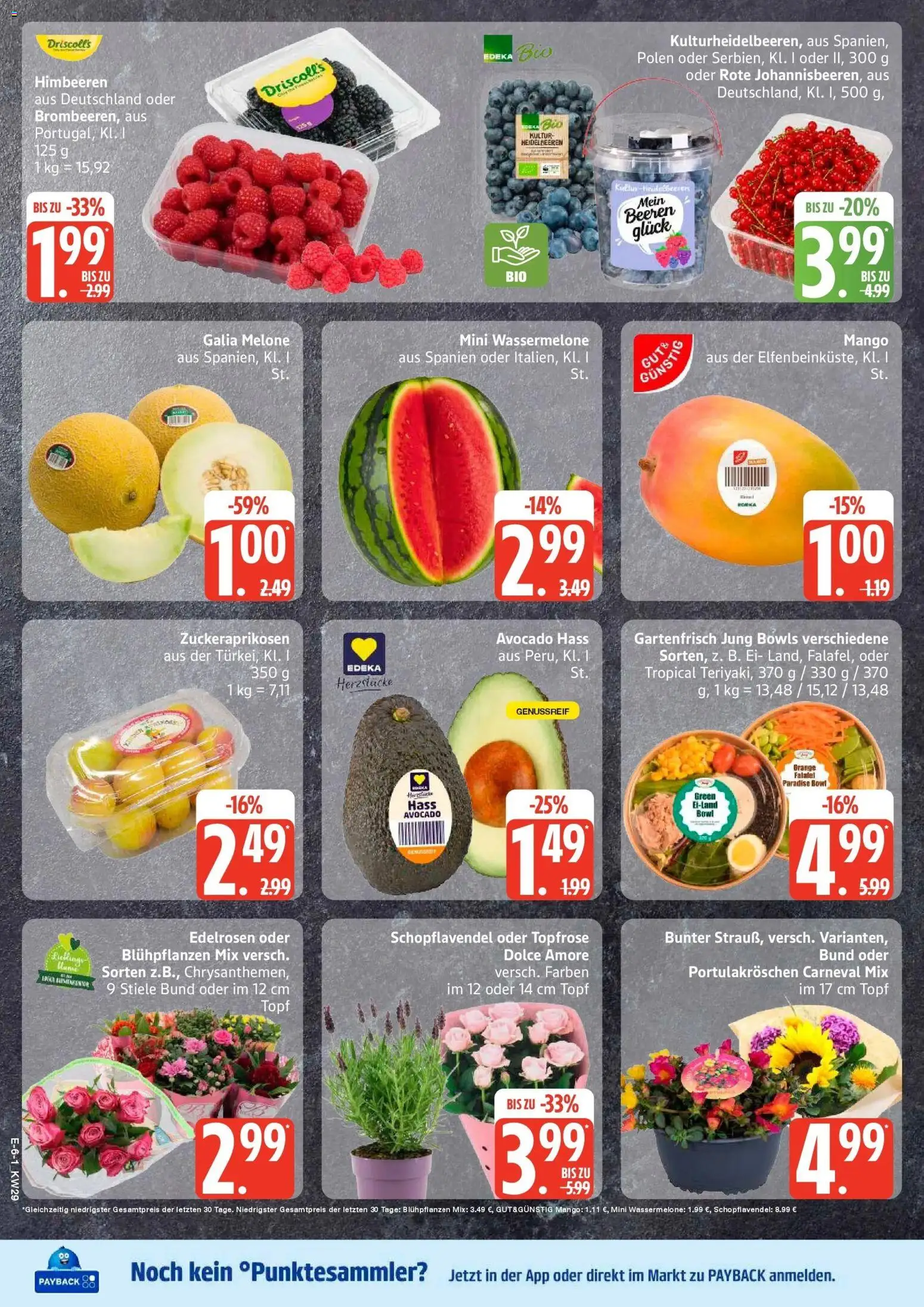 E center Prospekt Stralsund – gültig ab 13.07.2026 | Seite: 8 | Produkte: Heidelbeeren, Avocado, Mango, Melone