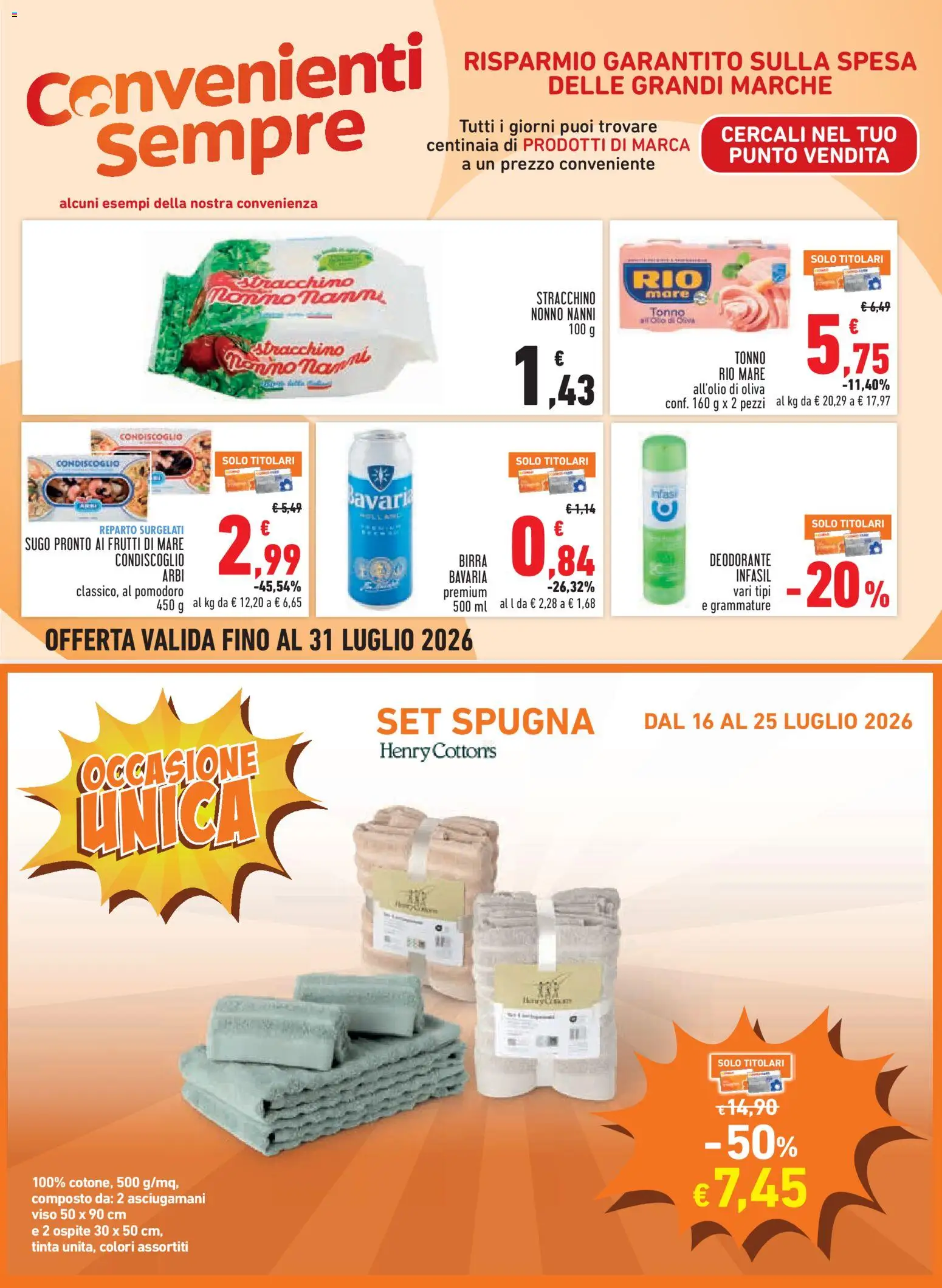 Volantino Conad del 16/07/2026 | Pagina: 13 | Prodotti: Spugna, Pomodoro, Tonno, Sugo