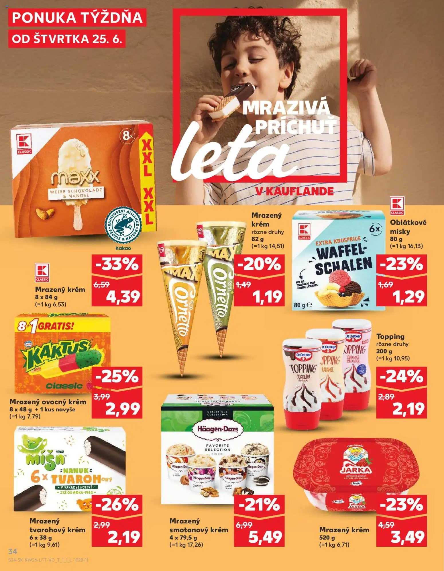 Nové Kaufland akcie – leták je platný od 25.06.2026 | Strana: 34 | Produkty: Nanuk, Krém, Kakao