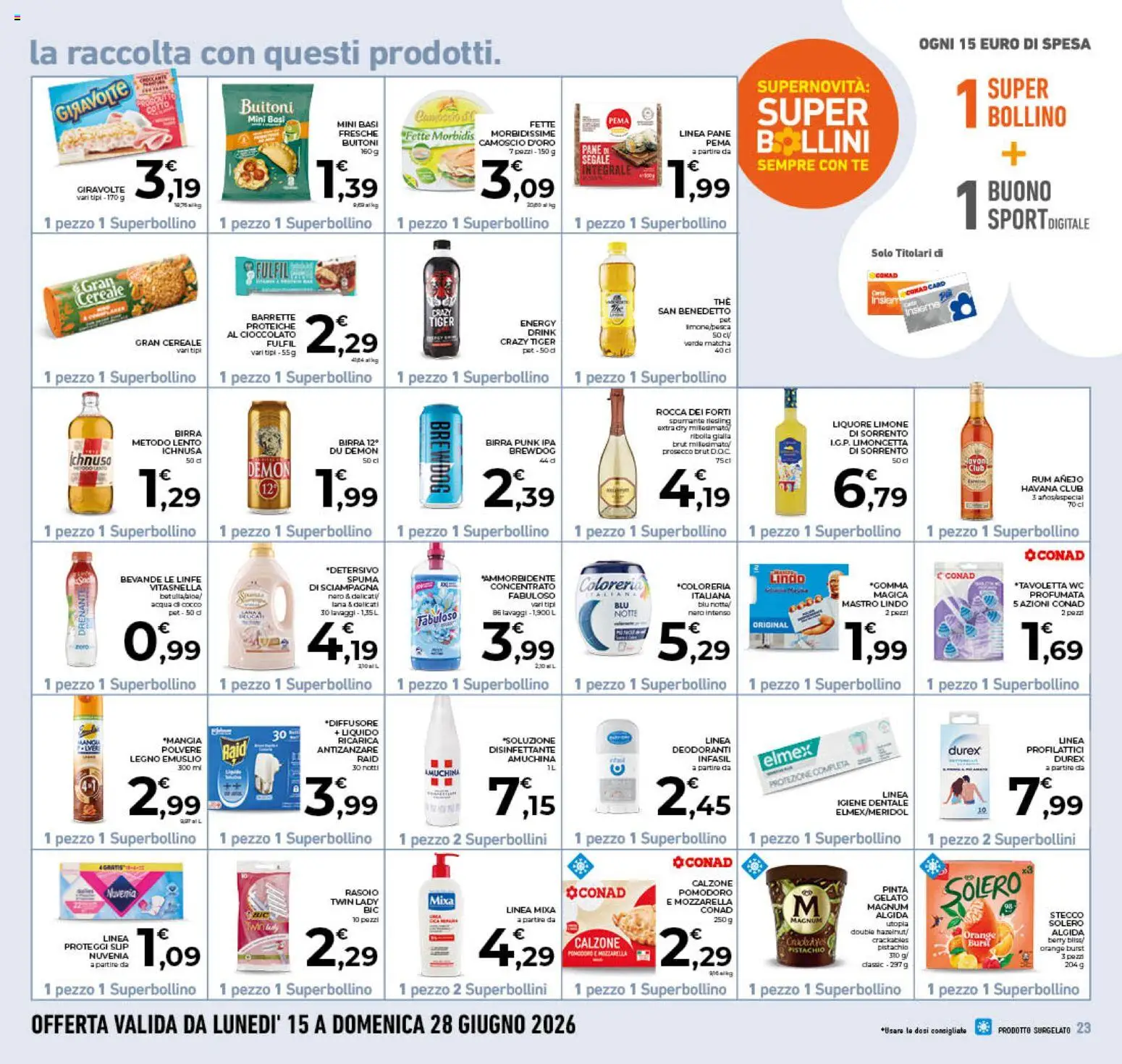 Volantino Conad del 17.06.2026 | Pagina: 23 | Prodotti: Cioccolato, Birra, Ammorbidente, Limone