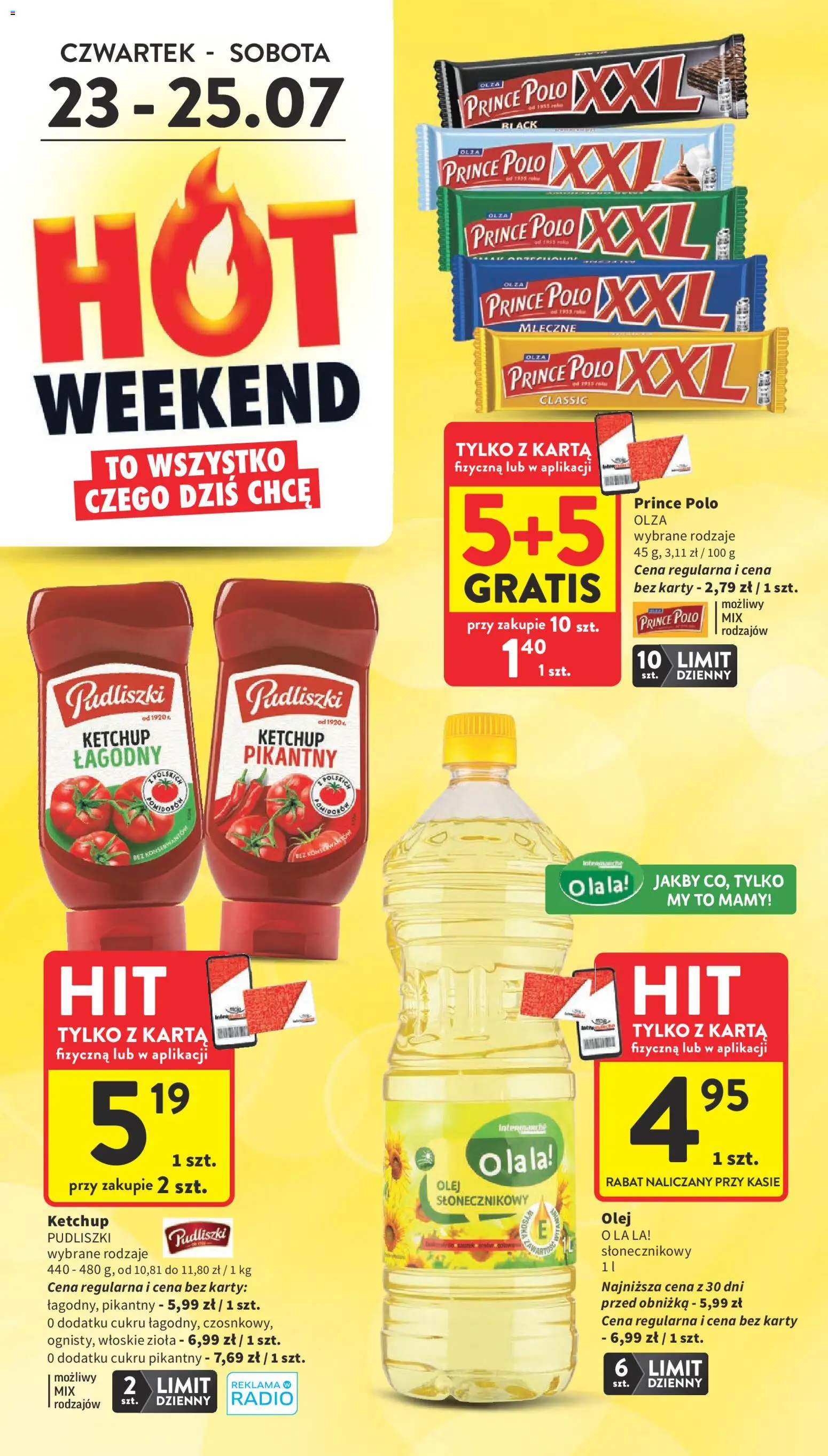 Intermarche gazetka od 23.07.2026 | Strona: 4 | Produkty: Karta, Prince polo xxl, Radio, Olej