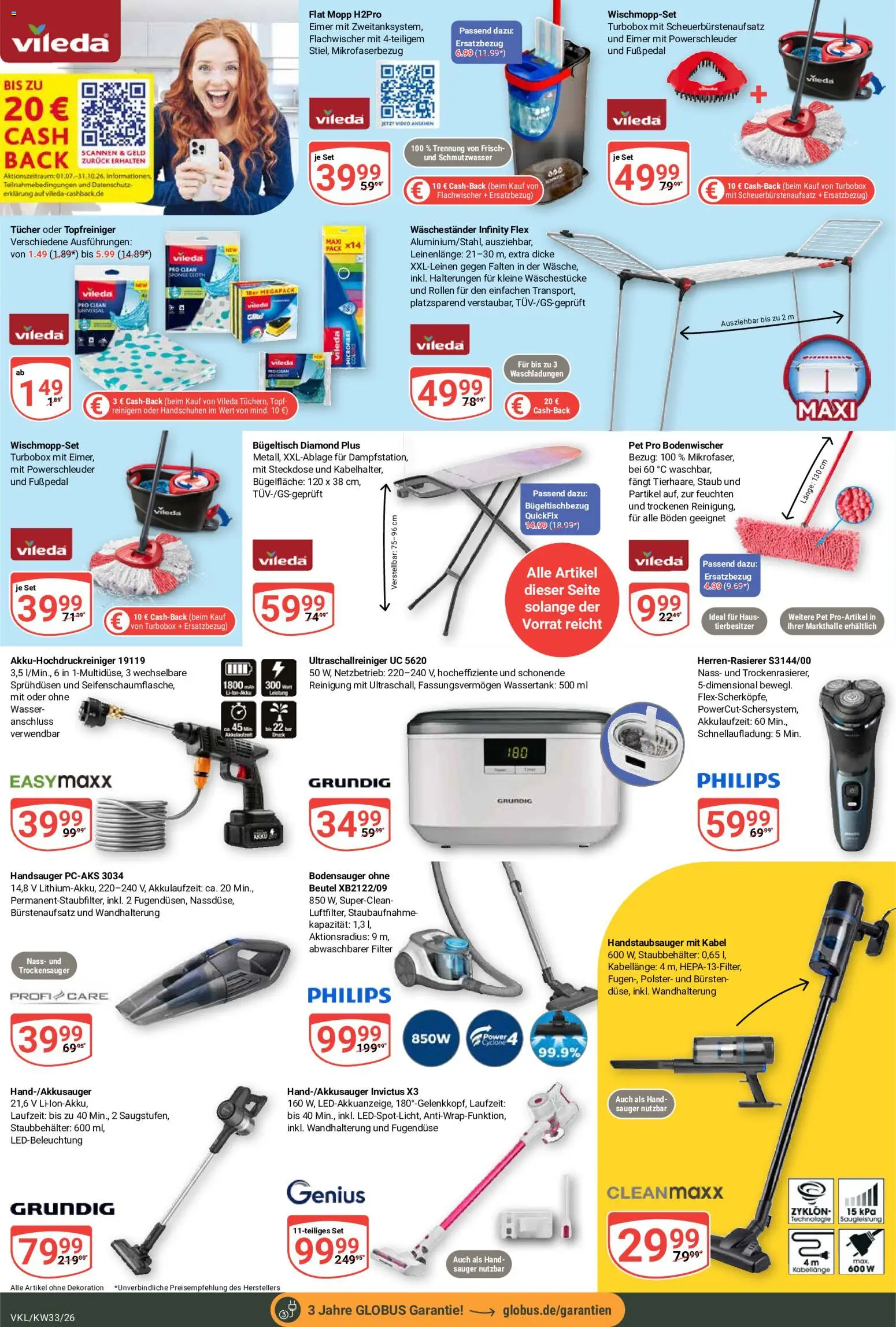 Globus Prospekt Völklingen – gültig ab 10.08.2026 | Seite: 23 | Produkte: Kabel, Philips, Wasser, Waschestander