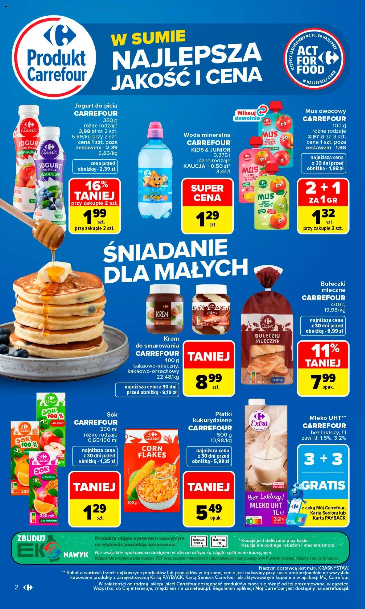 Carrefour gazetka - Najlepsza jakość i cena od 24.08.2026 | Strona: 2 | Produkty: Mus owocowy, Mleko, Jogurt, Woda