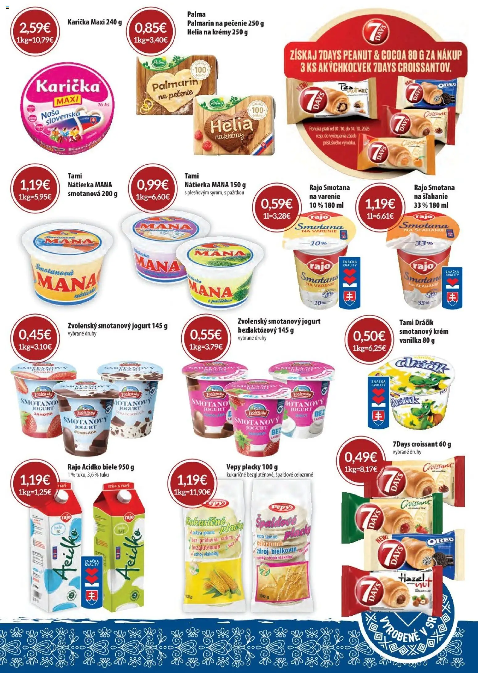 Nové Sintra akcie – leták je platný od 01.10.2026 | Strana: 5 | Produkty: Palmarin, Čokoláda, Smotanový jogurt, Smotanový krém