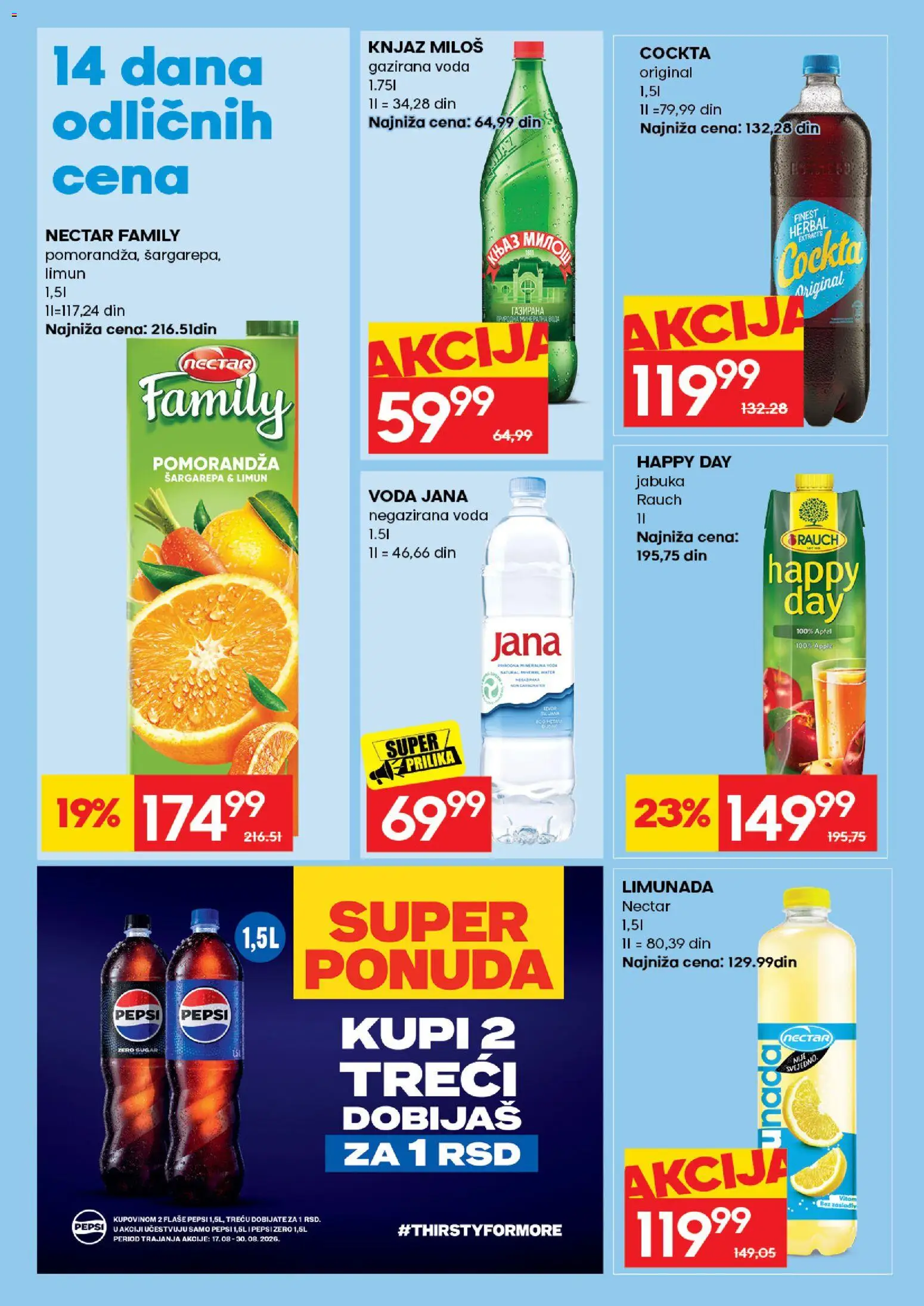 Roda katalog - važi od 17.08.2026 | Strana: 42 | Proizvode: Limunada, Negazirana voda, Voda, Pepsi