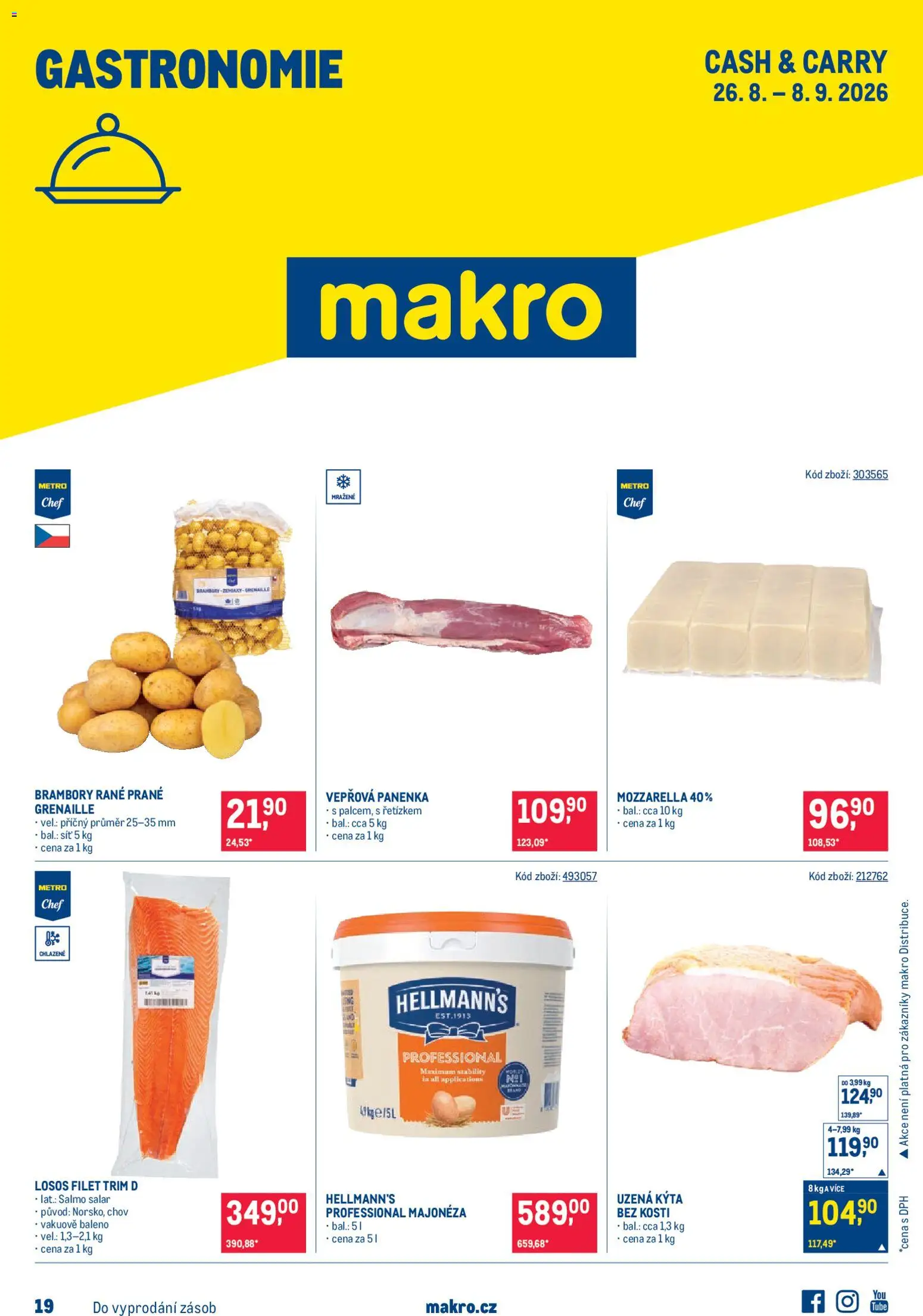 Makro leták - Gastronomie od 26.08.2026 | Strana: 1 | Produkty: Panenka, Losos, Hellmann's, Kýta