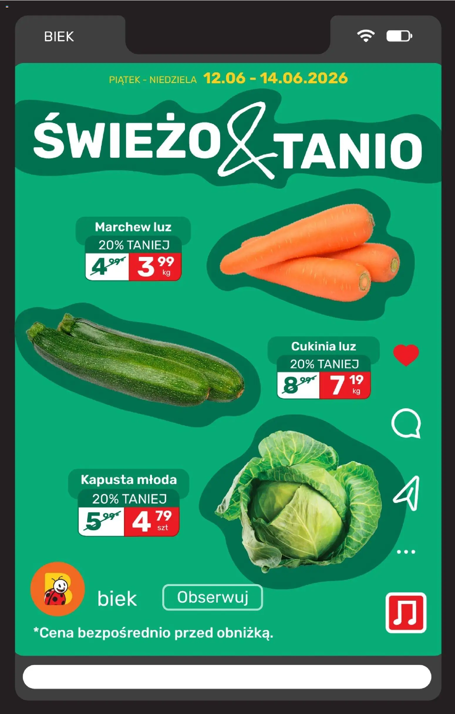 Biedronka gazetka - Biek od 12.06.2026 | Strona: 8 | Produkty: Kapusta, Cukinia