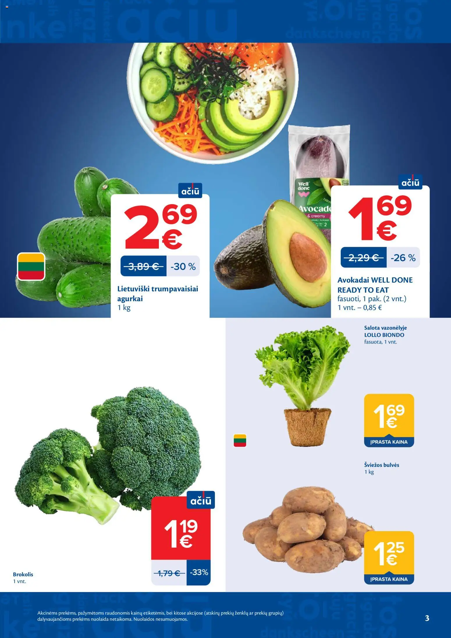 MAXIMA akcijos nuo 19.05.2026 | Puslapis: 3 | Prekių: Agurkai, Brokolis, Salota, Avokadai