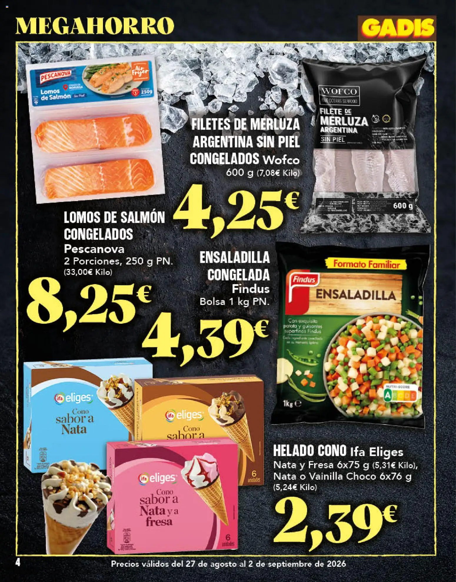 Gadis folleto │ válido desde el 27/08/2026 | Página: 4 | Productos: Nata, Salmón, Vainilla, Bolsa