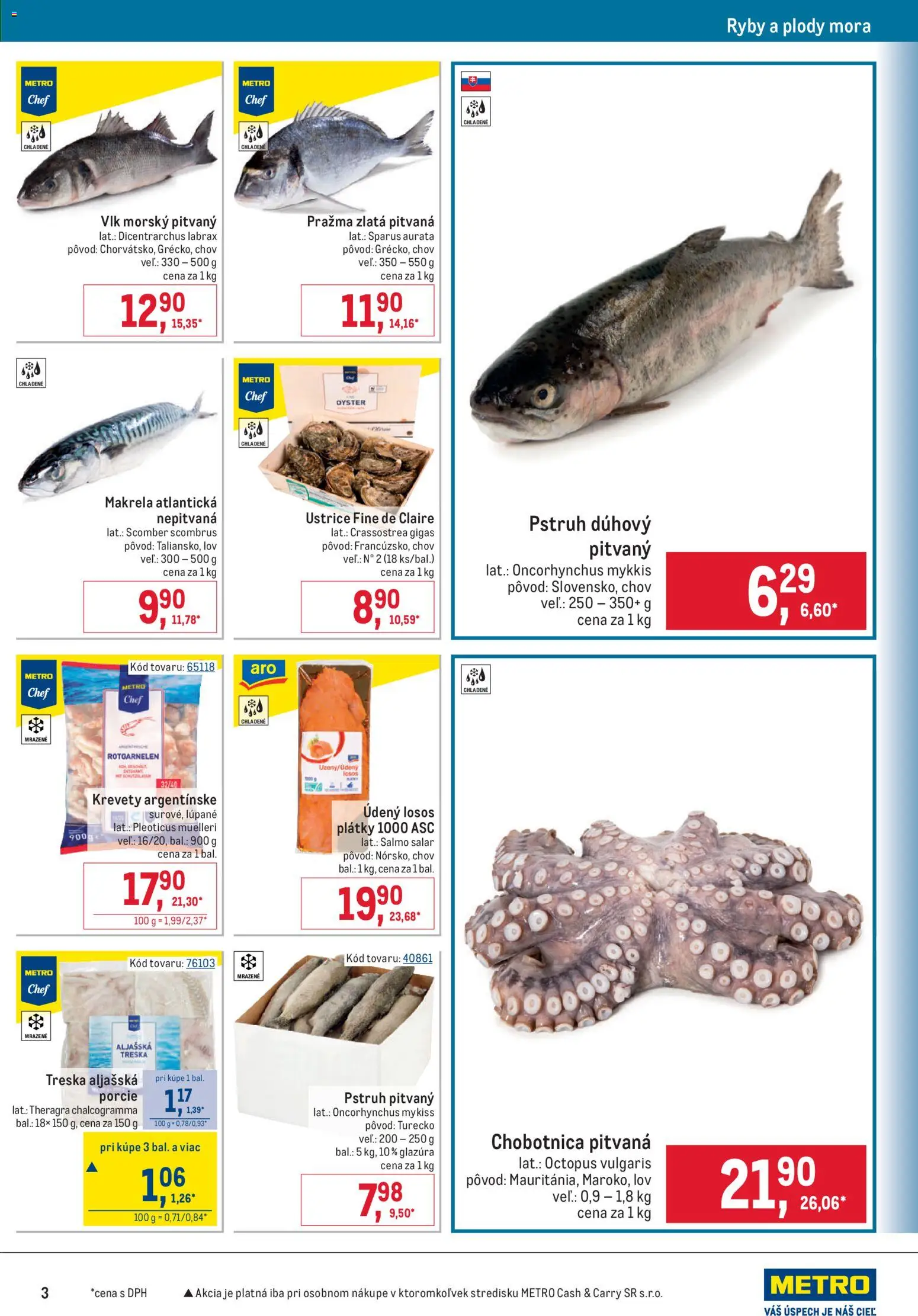 Nové Metro akcie – leták je platný od 29.07.2026 | Strana: 3 | Produkty: Krevety, Ryby, Pstruh, Treska