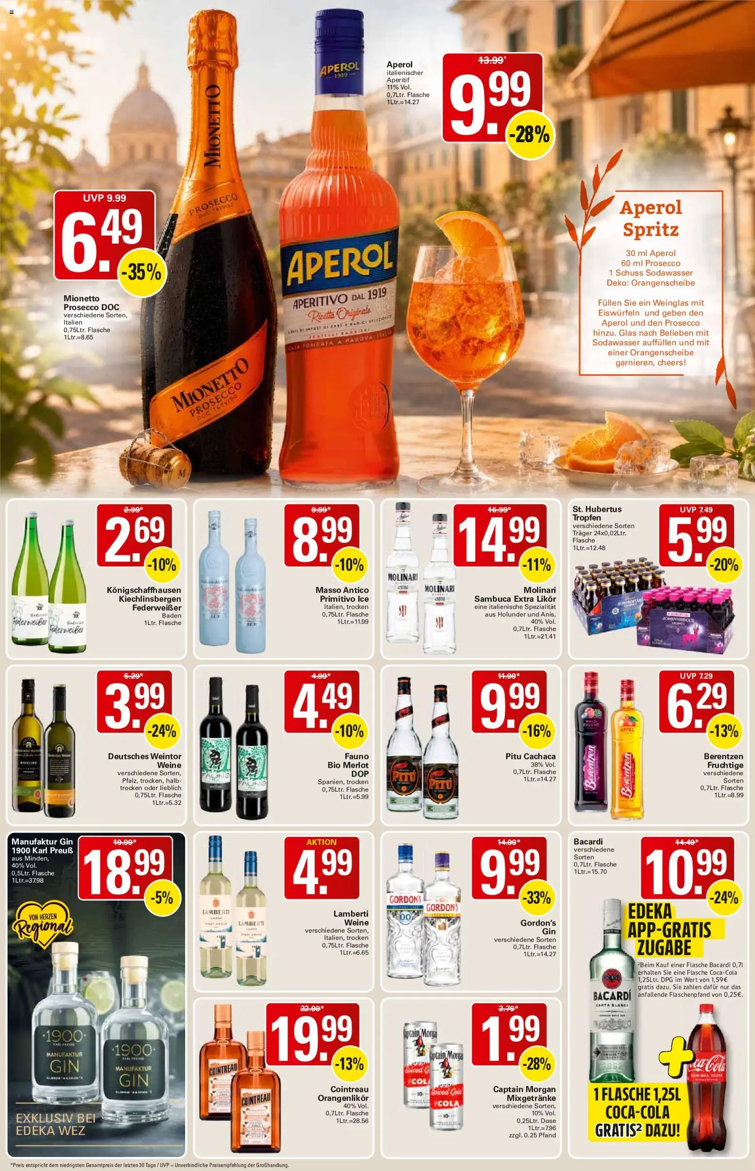 WEZ Prospekt – gültig ab 14.09.2026 | Seite: 14 | Produkte: Bacardi, Cola, Sambuca, Prosecco