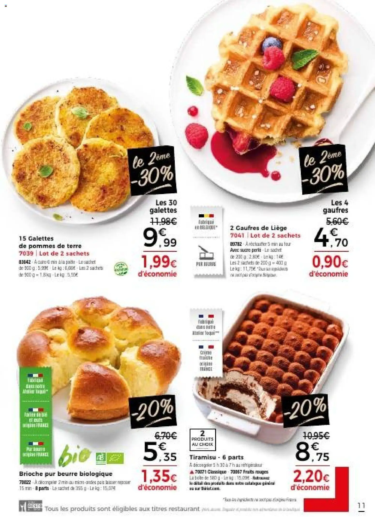 {H1} | Page: 11 | Produits: Tiramisu, Fruits, Beurre, Gaufres de liege
