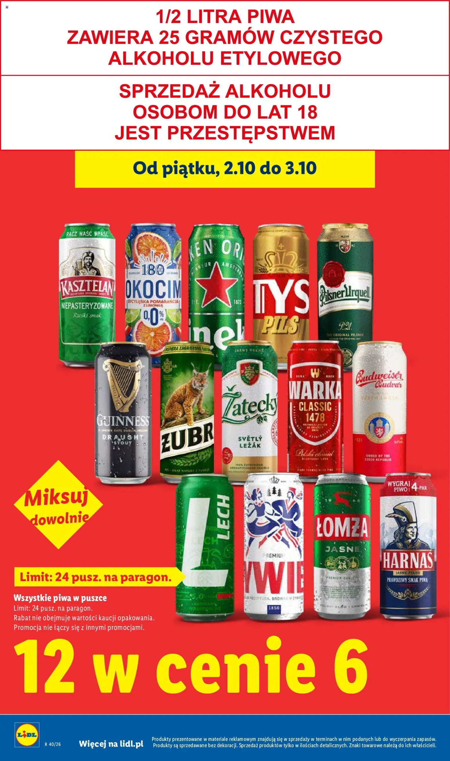 Lidl Polsko leták od 01.10.2026 | Strana: 6 | Produkty: Zubr, Pilsner, Pilsner Urquell, Guinness