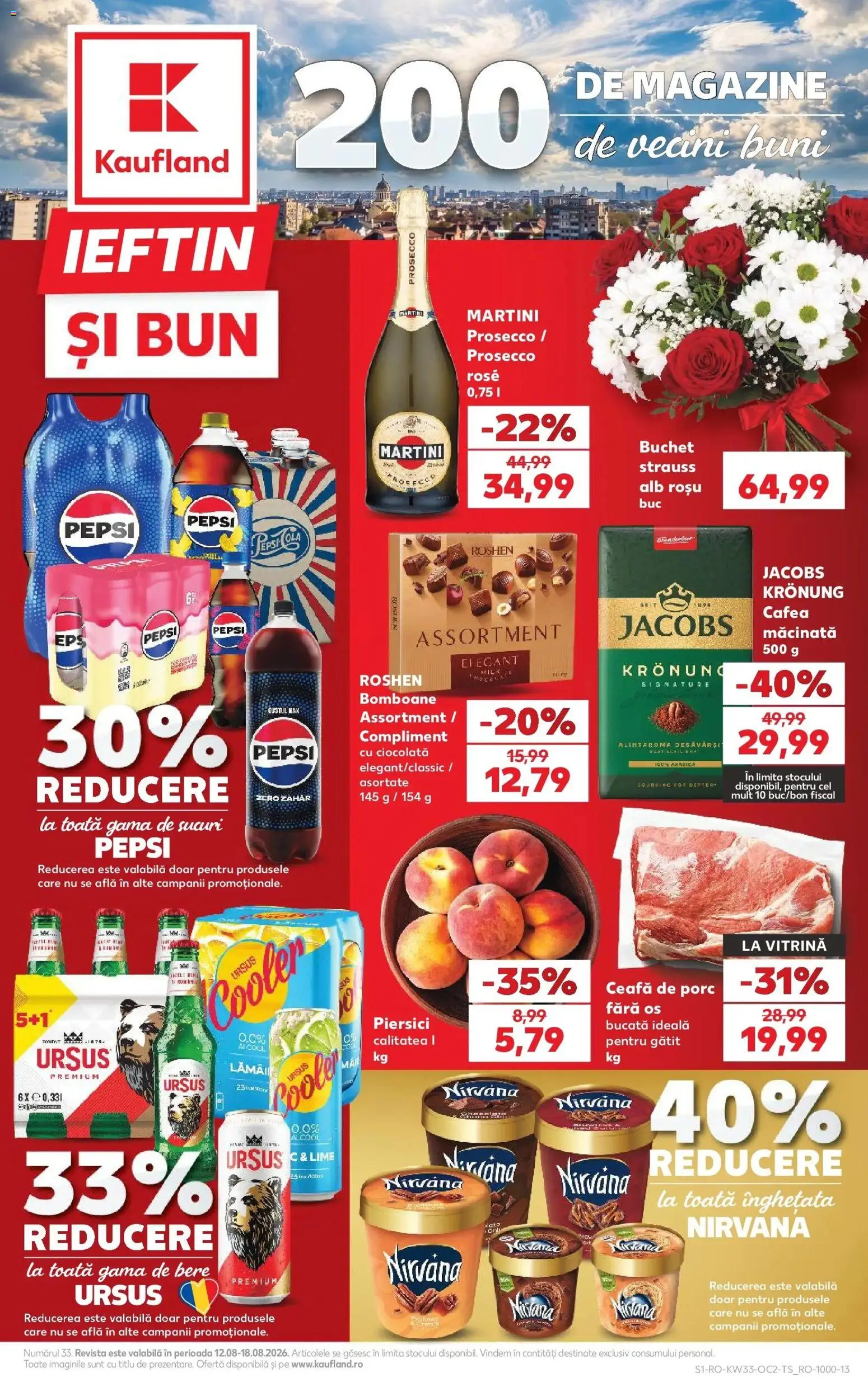 Kaufland Craiova 12.08.2026 - Revista si Oferta | Pagină: 1 | Produse: Cooler, Cola, Piersici, Înghețată