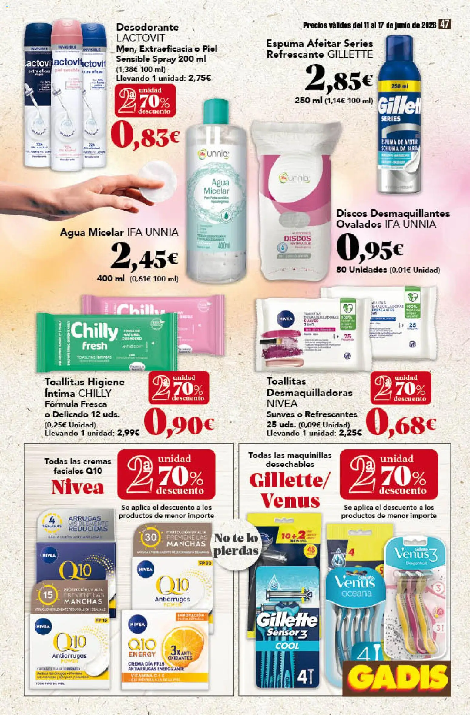 Gadis folleto │ válido desde el 11.06.2026 | Página: 47 | Productos: Agua micelar, Desodorante, Crema, Té