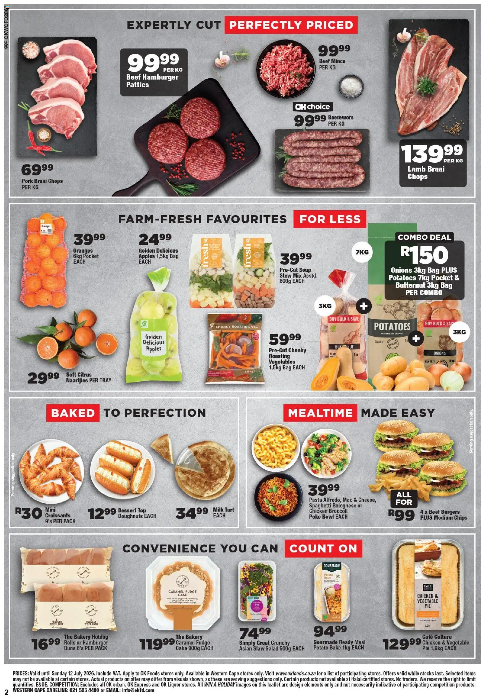 New OK Foods catalogue – valid from 24/06/2026 | Page: 2 | Products: Cake, Buns, Chicken, Oranges
