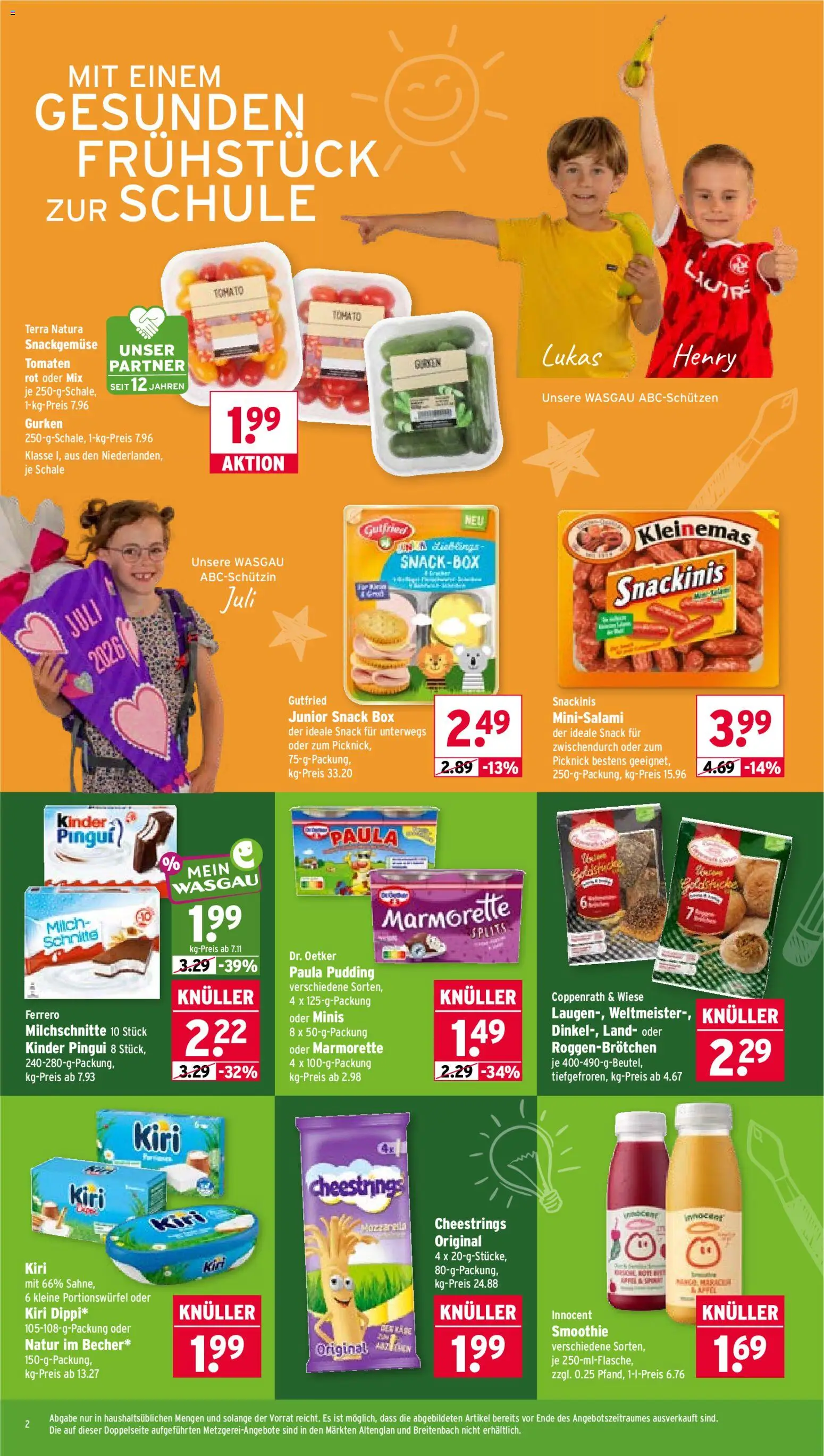 Wasgau Prospekt – gültig ab 10.08.2026 | Seite: 2 | Produkte: Milch, Box, Pudding, Gurken