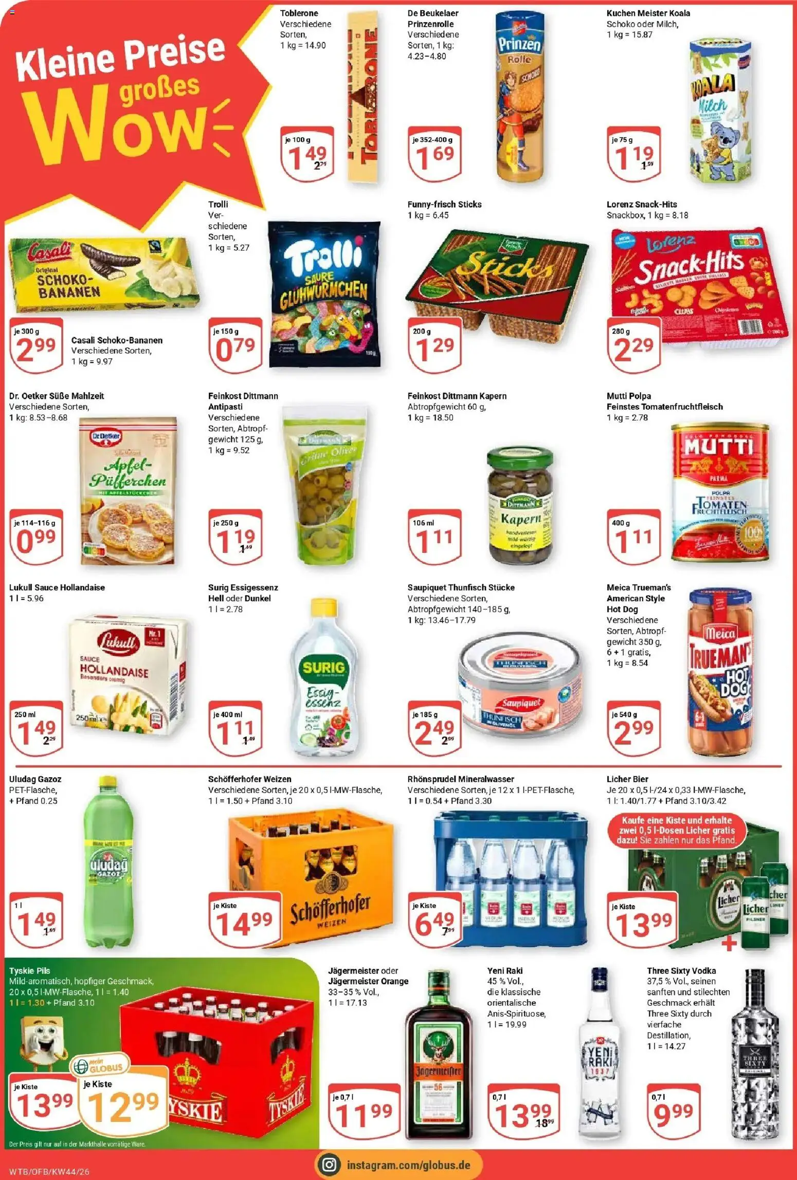 Globus Prospekt Wächtersbach (ab 26.10.2026) » Angebote online | Seite: 4 | Produkte: Bier, Schokobananen, Rhonsprudel, Kuchen