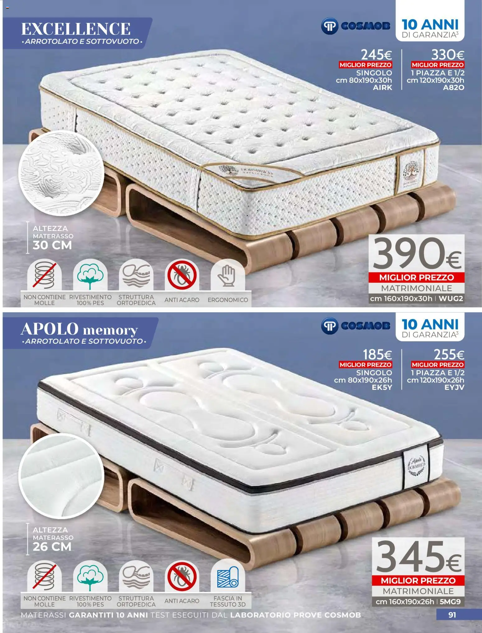 Volantino Mondo Convenienza del 01.04.2026 | Pagina: 93 | Prodotti: Materasso